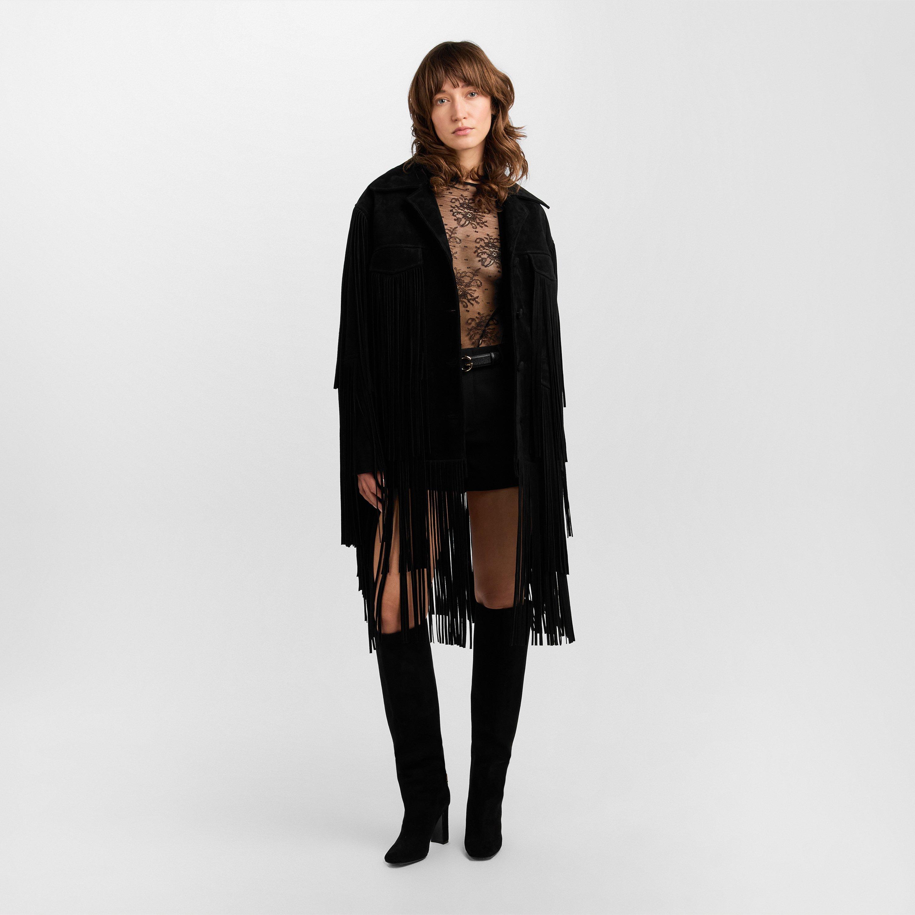 Nero - Dolce and Gabbana - Women's Suede Tailored Cut Leather Jacket - 6