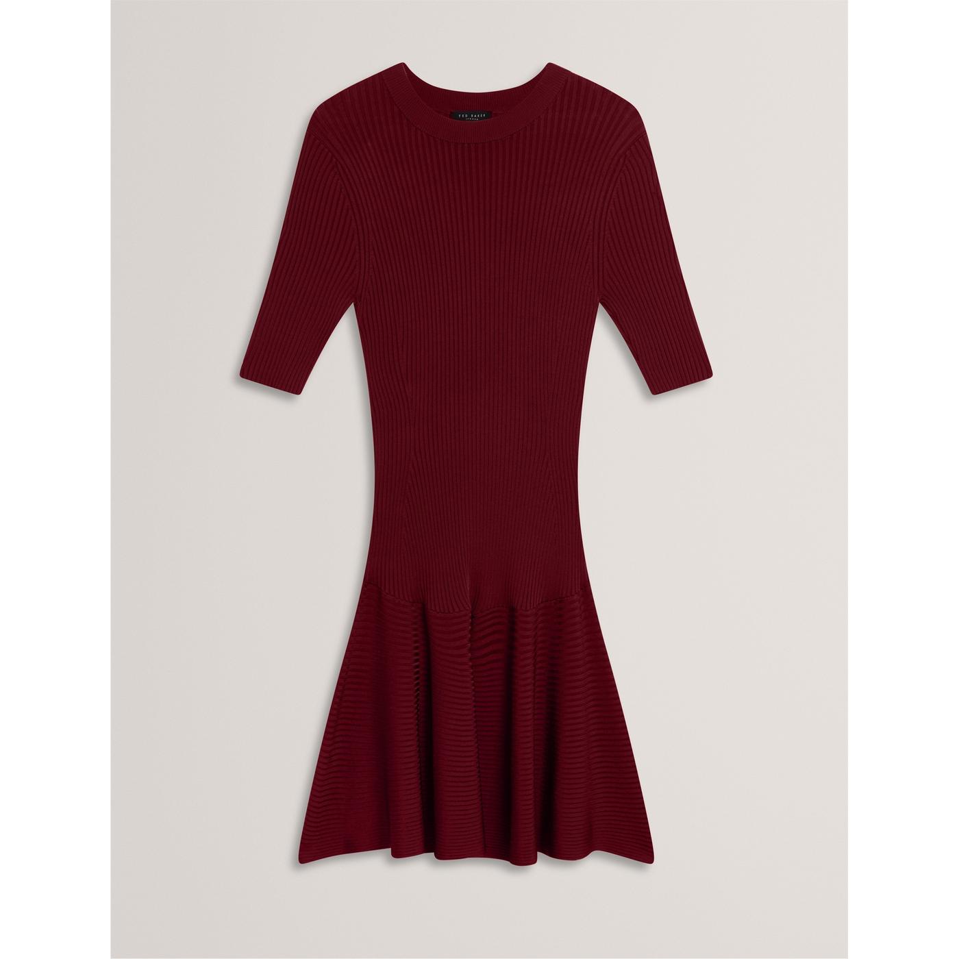 ted baker red knitted dress Ted Baker Knitted Rib Bodycon Brt Red Dress size 10