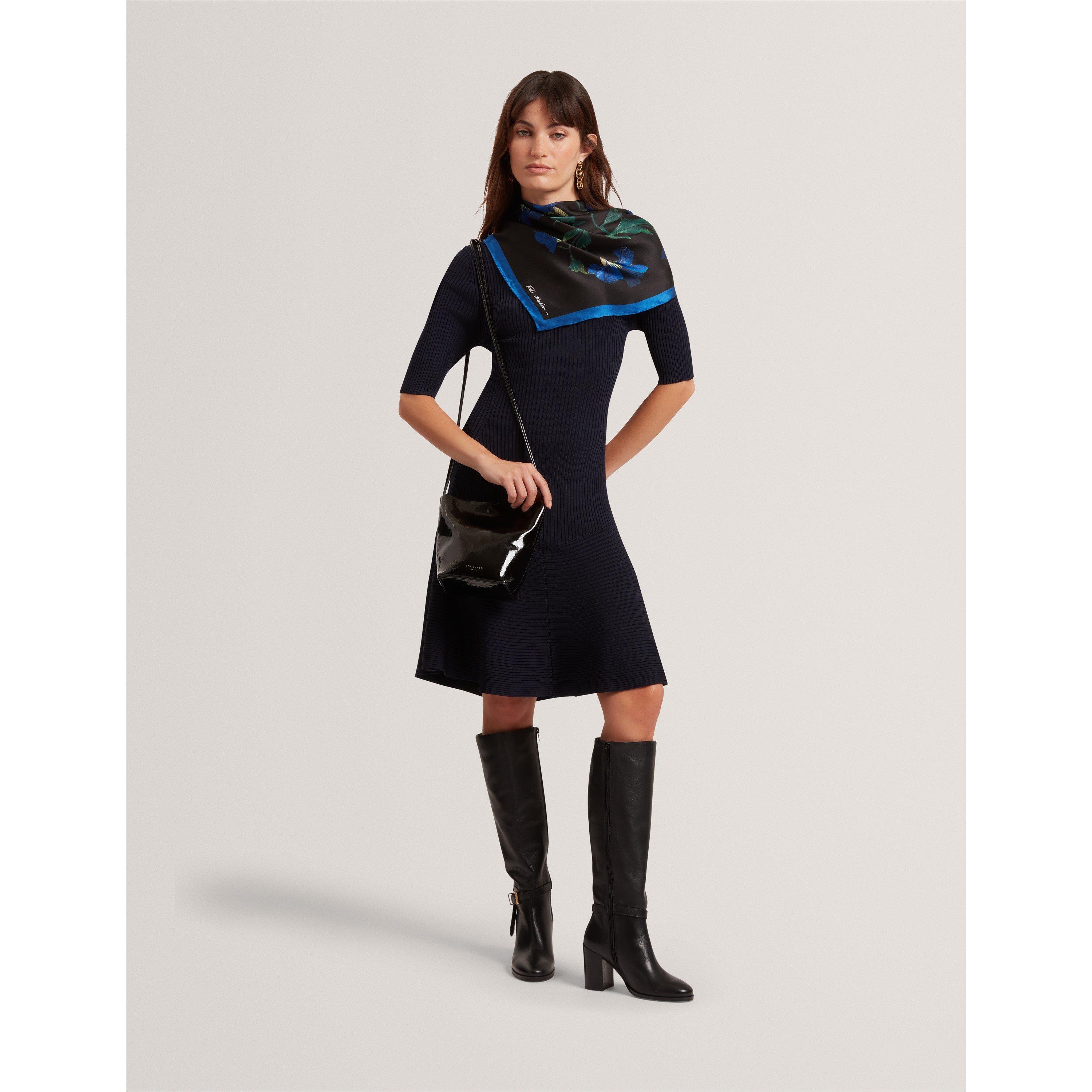 Marine - Ted Baker - Women's Short-Sleeve Knitted Jumper Dress - 5