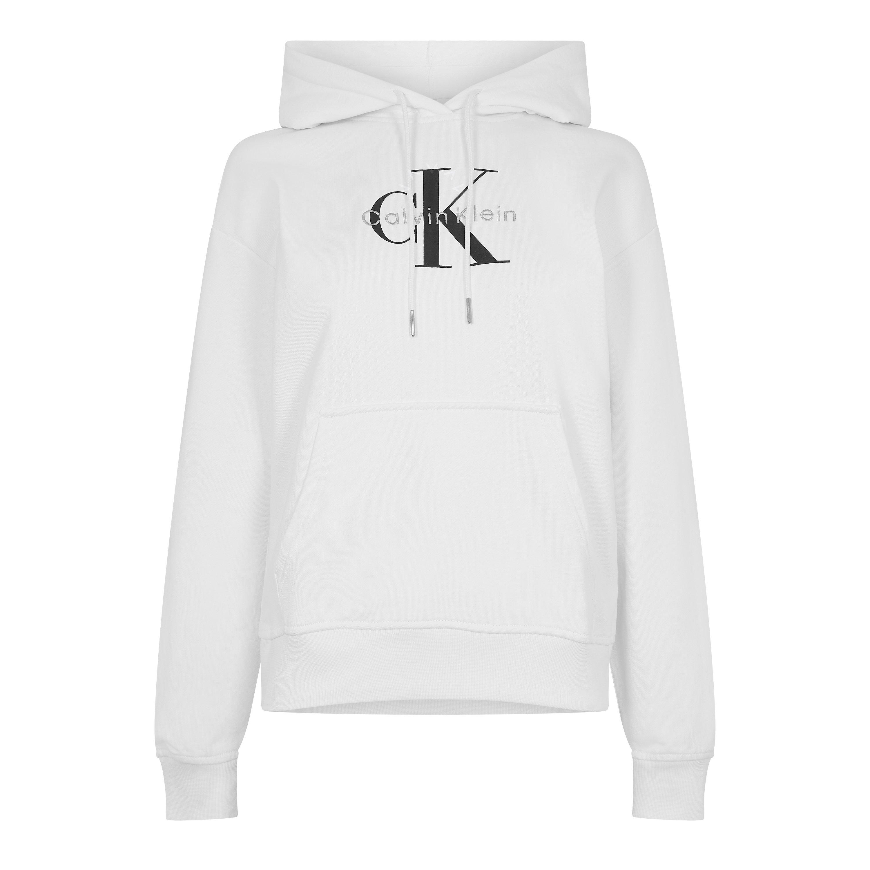 Calvin Klein Jeans Women's Core Monogram Logo Hoodie - Bright White - 12 (M)