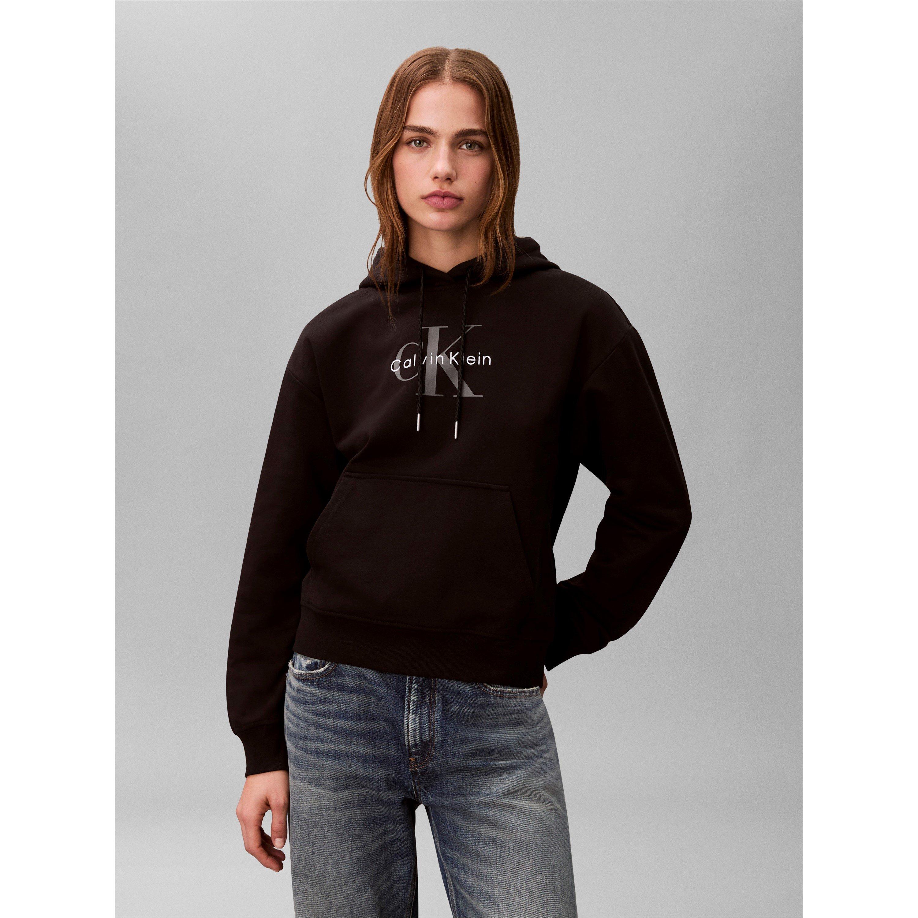 Calvin Klein Jeans Women's Core Monogram Logo Hoodie - Ck Black - 8 (XS)