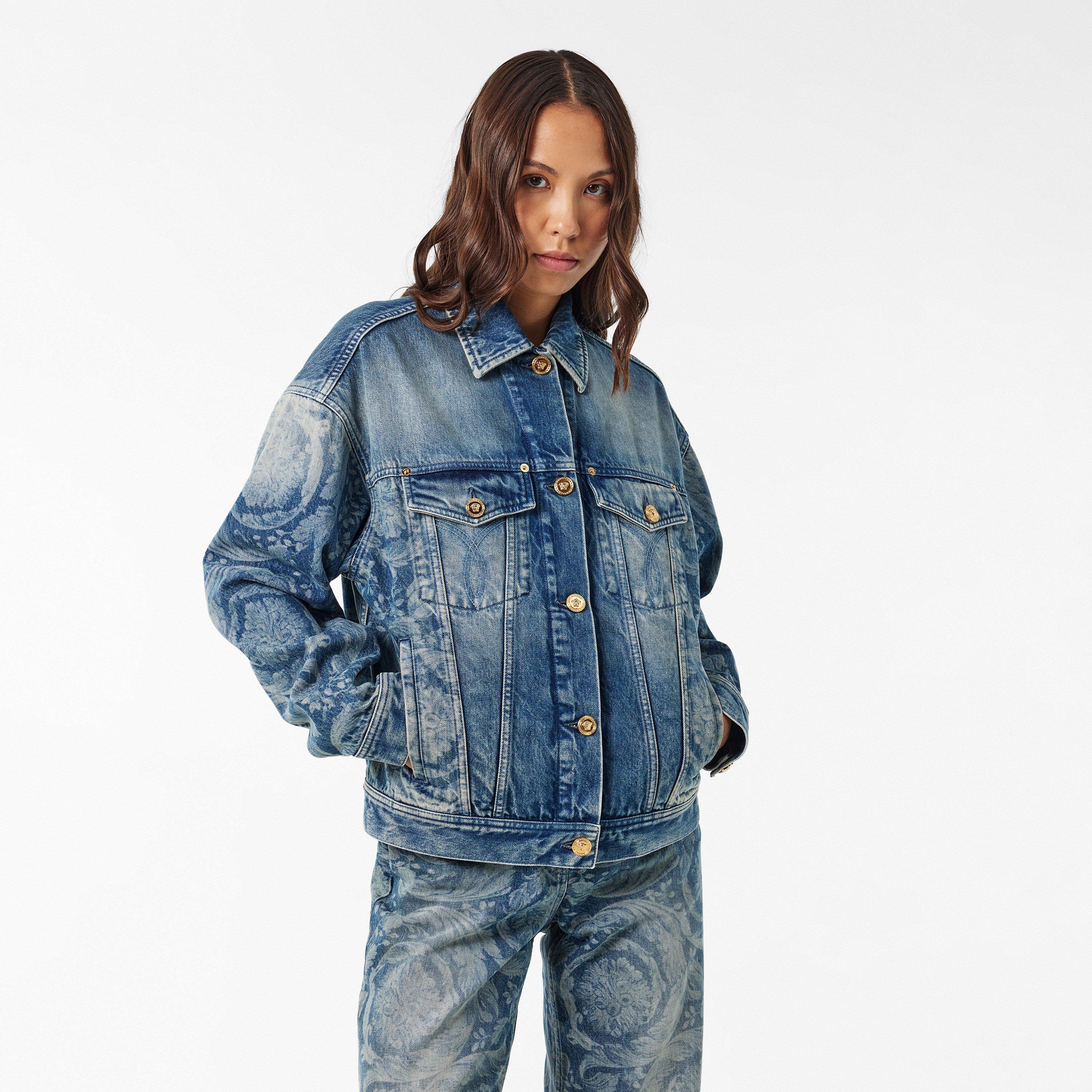 Blue - Versace - Women's Blue Wash Denim Jacket - 3