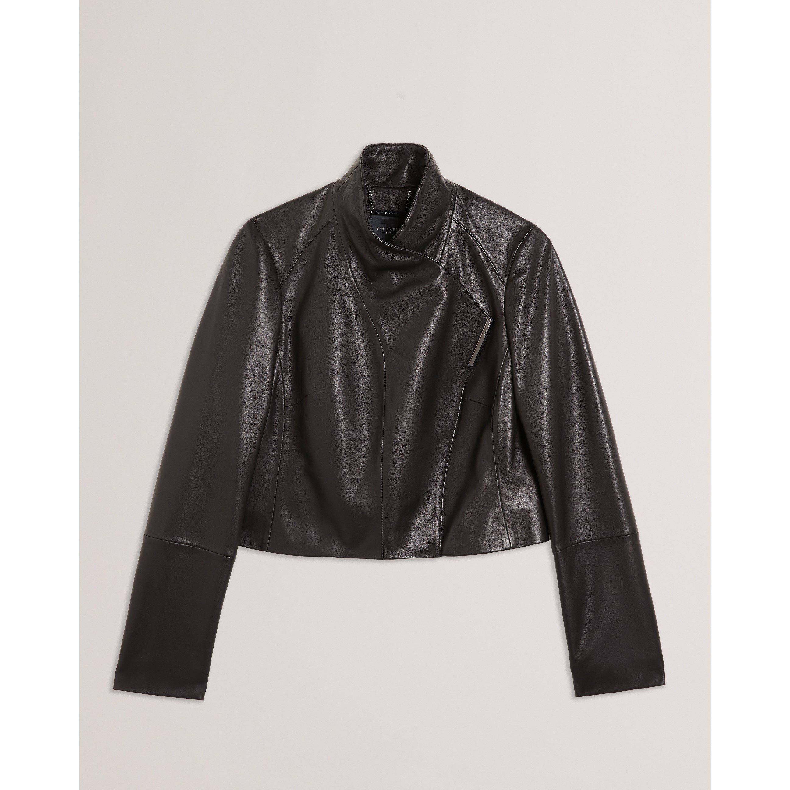 Ted Baker Women's Cropped Leather Overcoat - Black - 8 (XS)