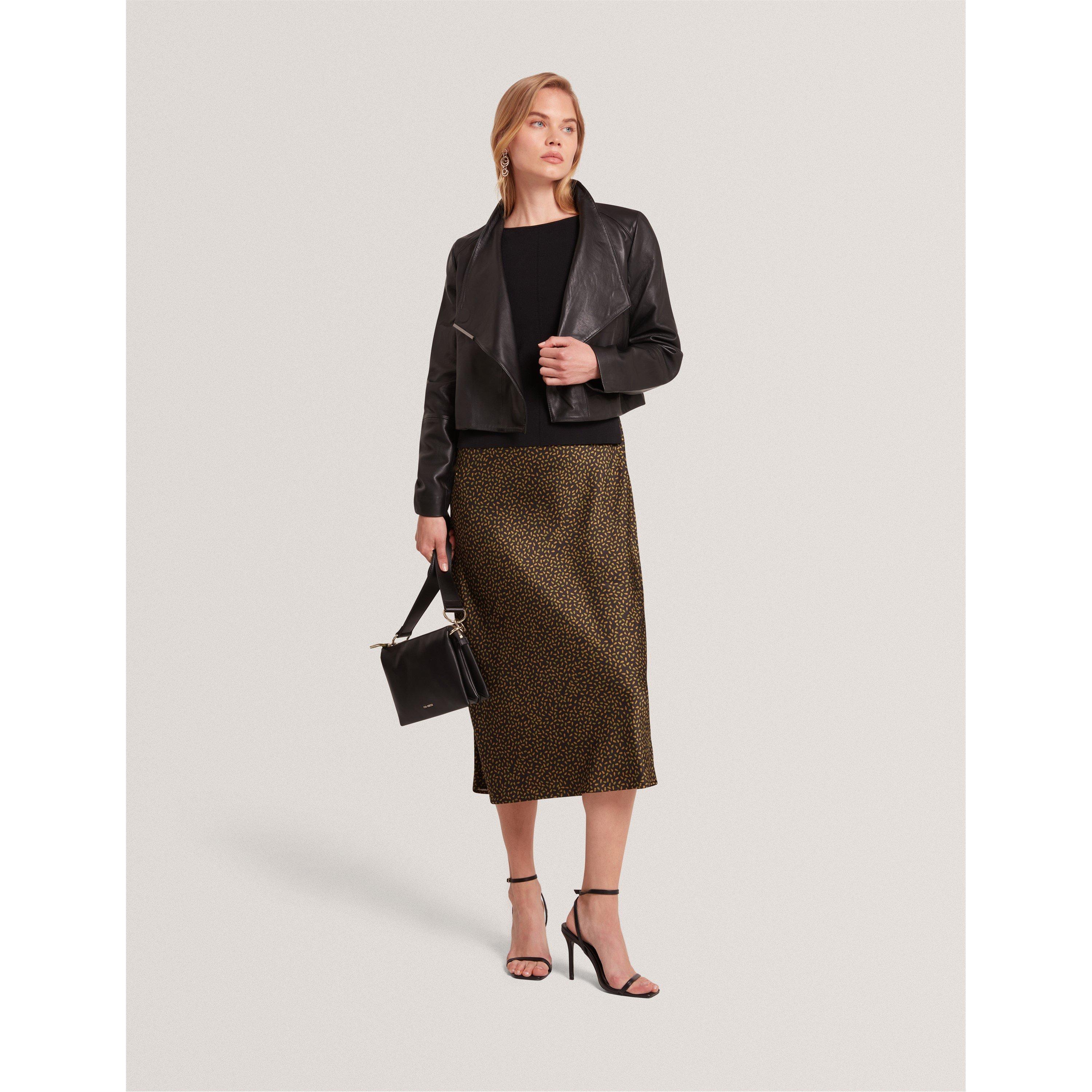 Noir - Ted Baker - Women's Cropped Leather Overcoat - 5