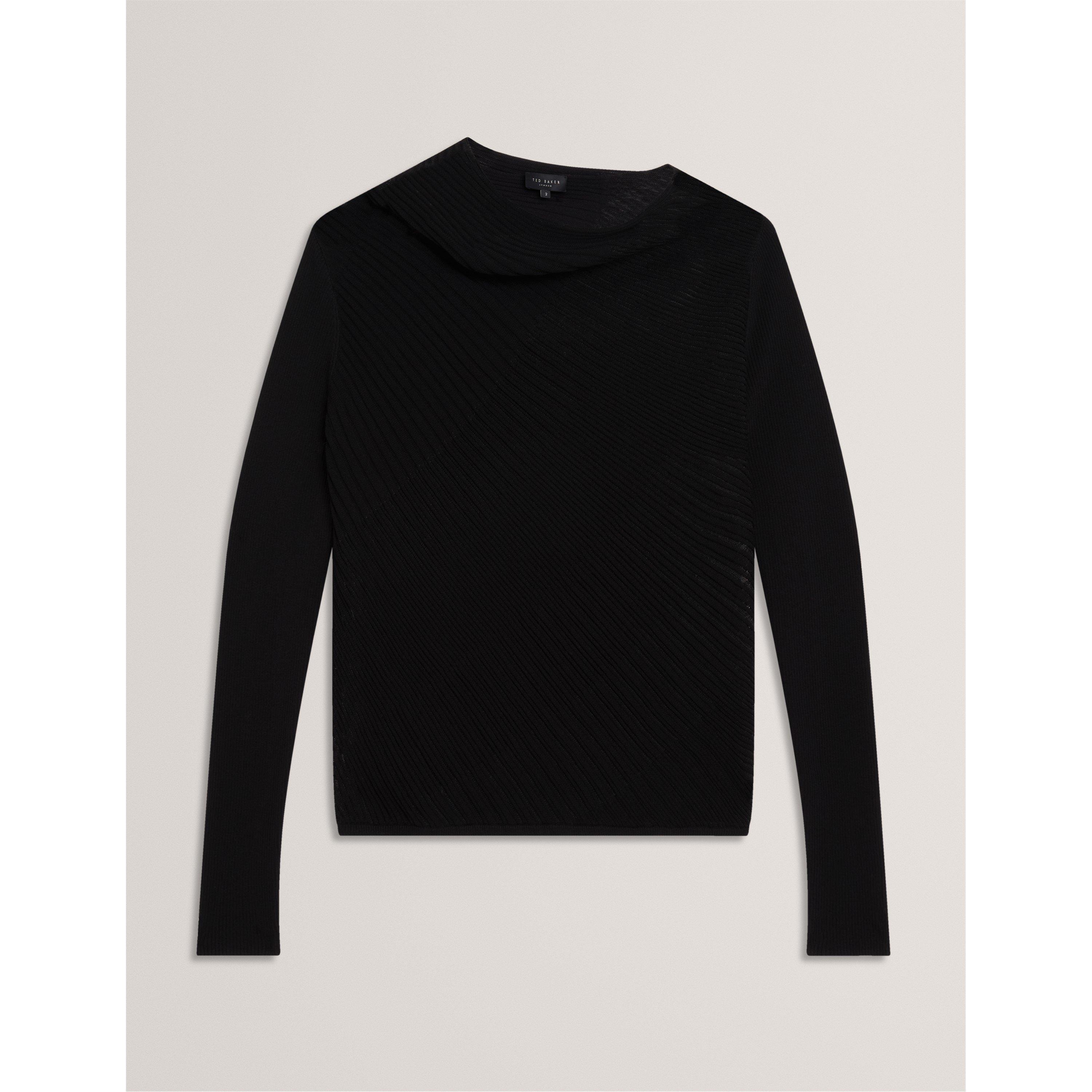 Black - Ted Baker - Women's Long Sleeve Sheer Knitted Top - 1