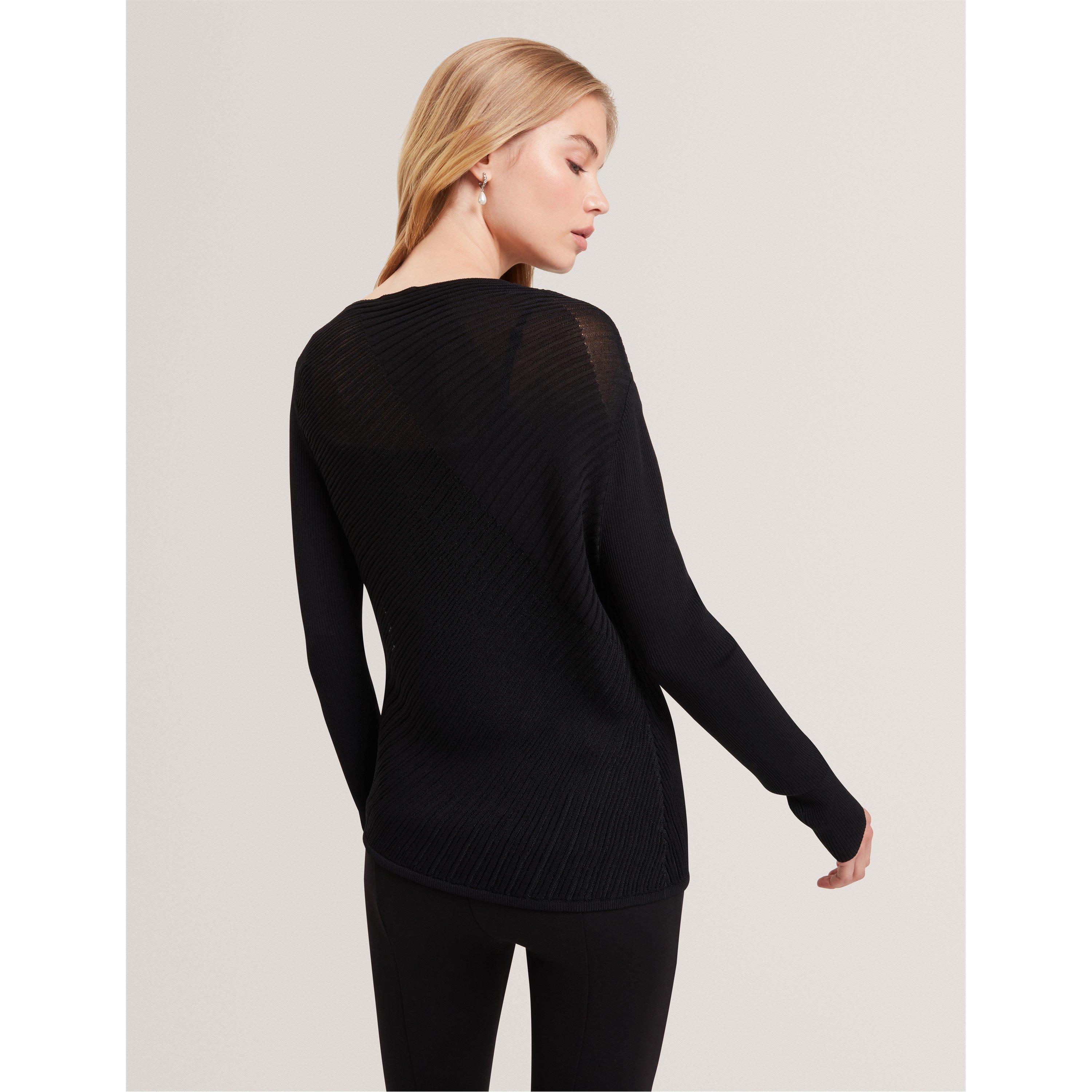 Negro - Ted Baker - Women's Long Sleeve Sheer Knitted Top - 3