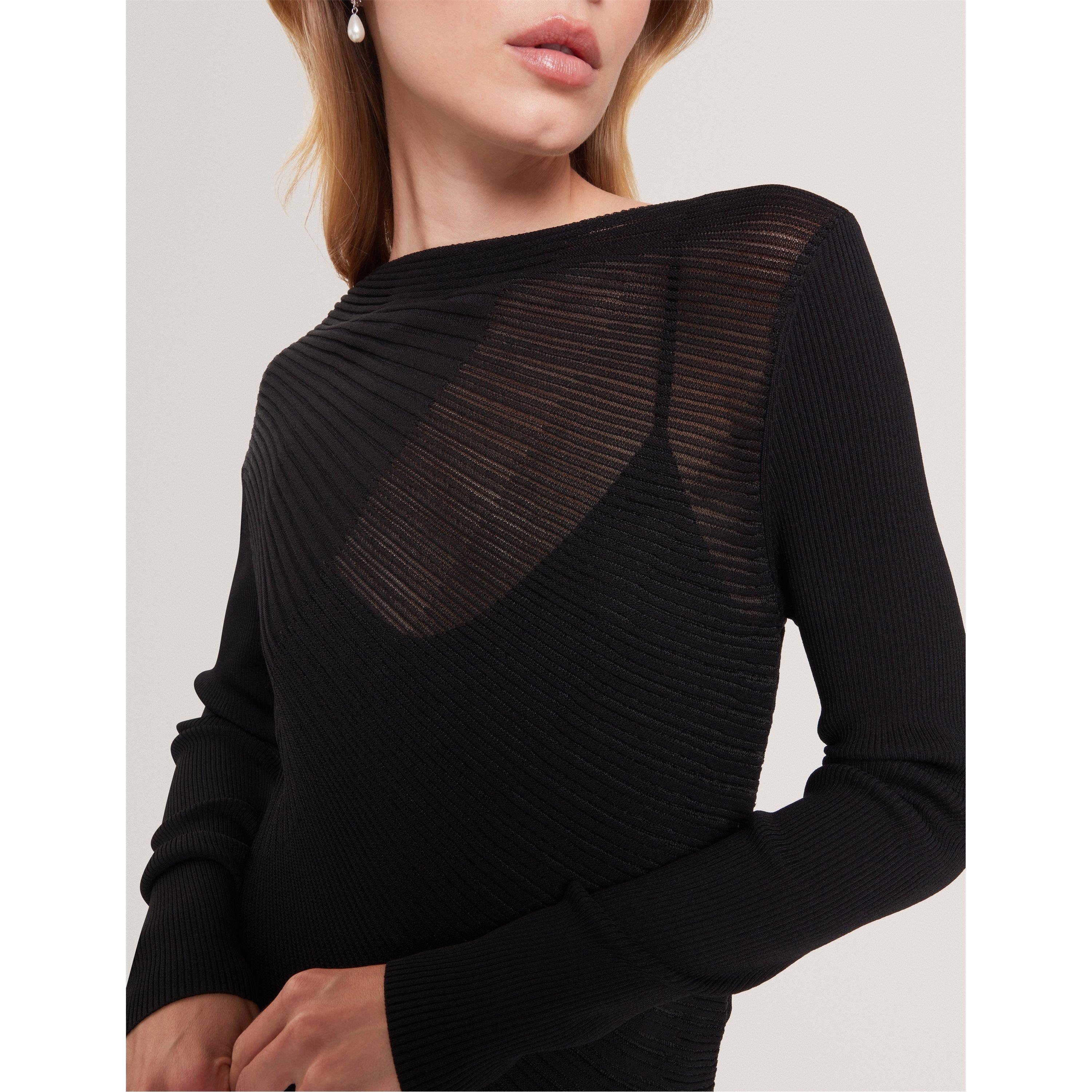 Negro - Ted Baker - Women's Long Sleeve Sheer Knitted Top - 4