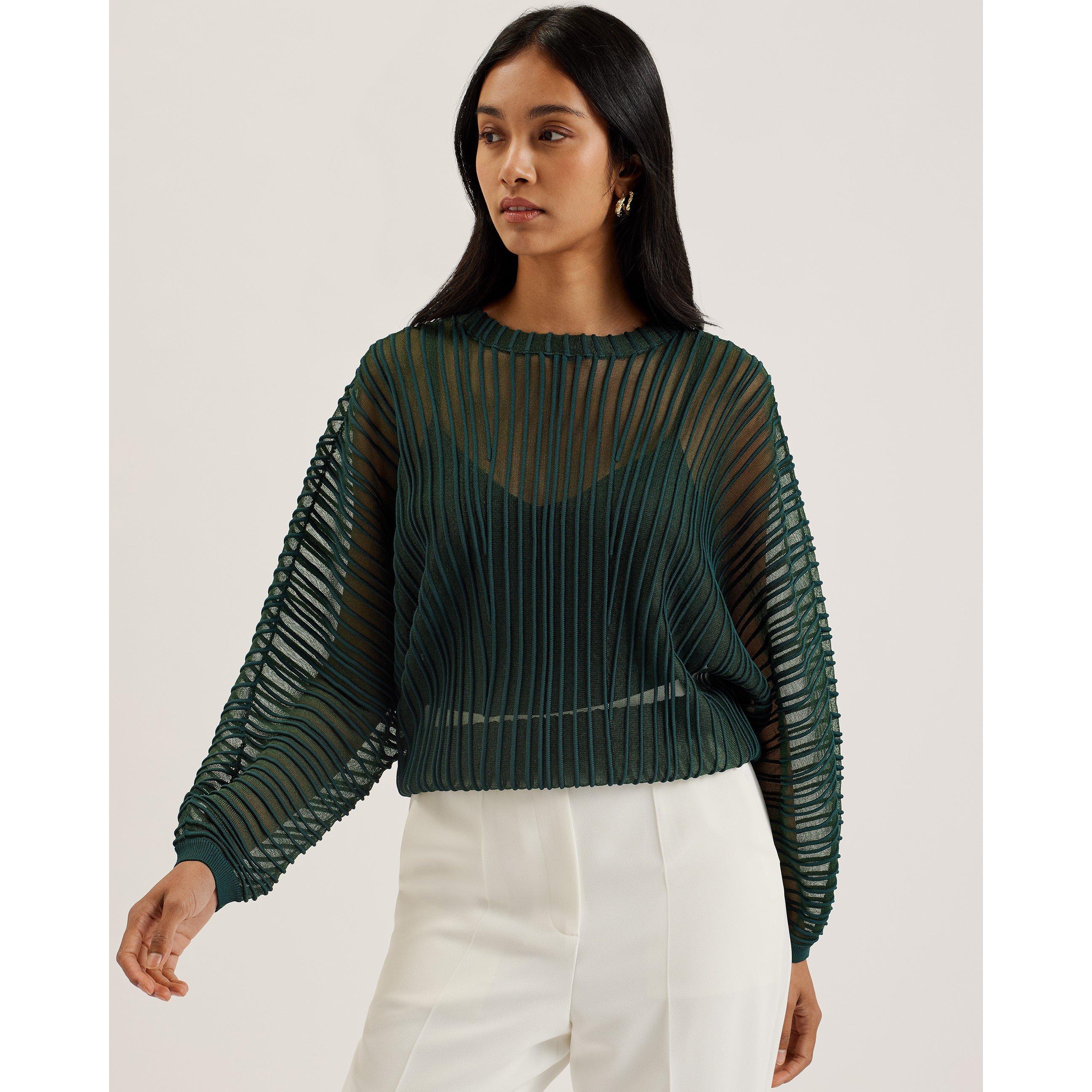 Dk-Green - Ted Baker - Women's Striped Knitted Top - 2