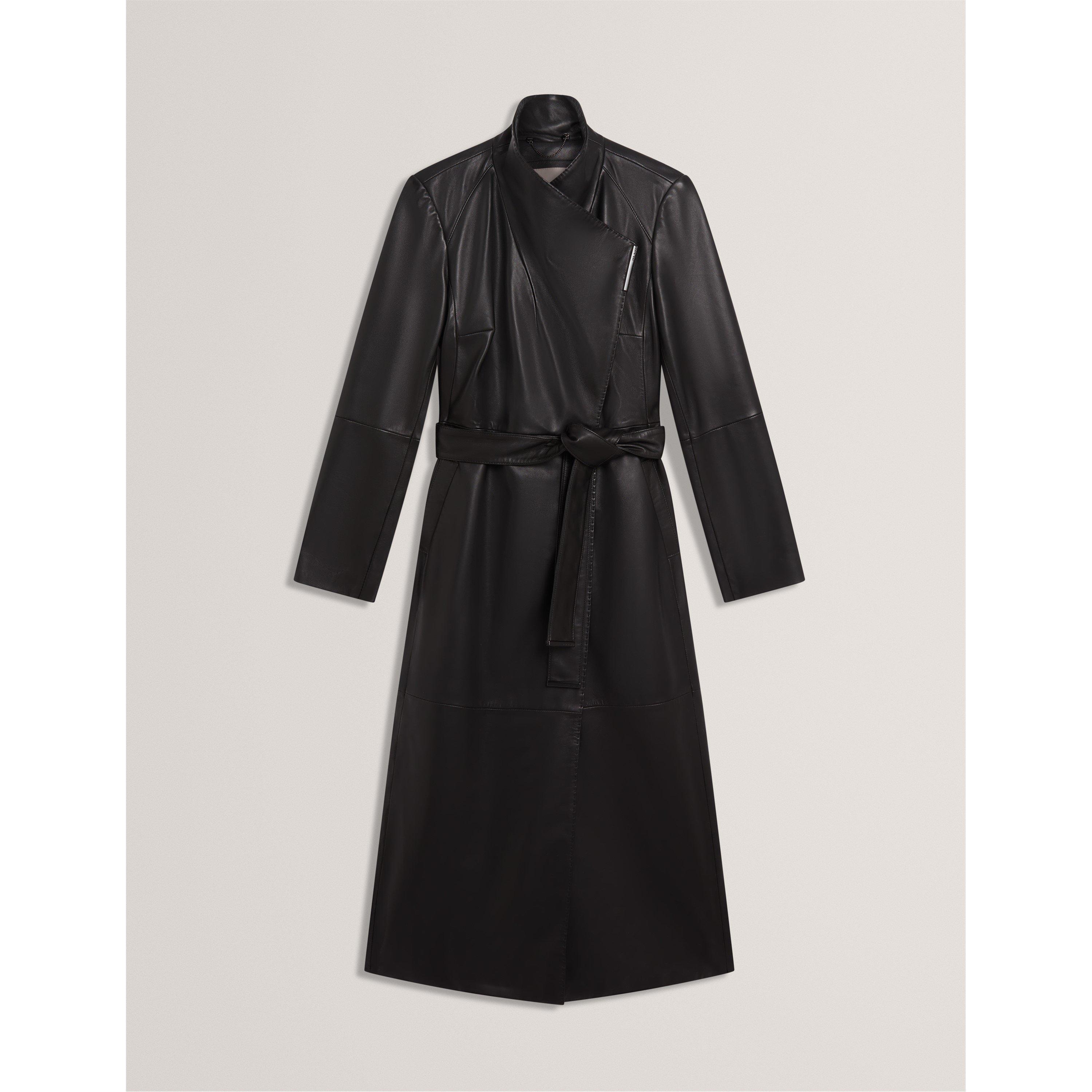 Ted Baker Women's Leather Wrapcoat Overcoat - Black - 12 (M)