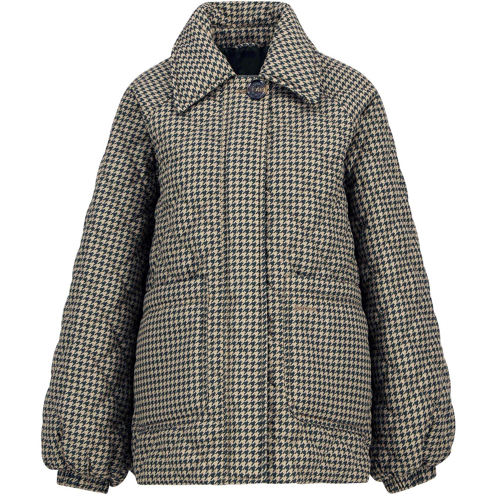 Barbour Womens Laoise Quilted Jacket - Houndstooth/Snd - Size 14 (L)