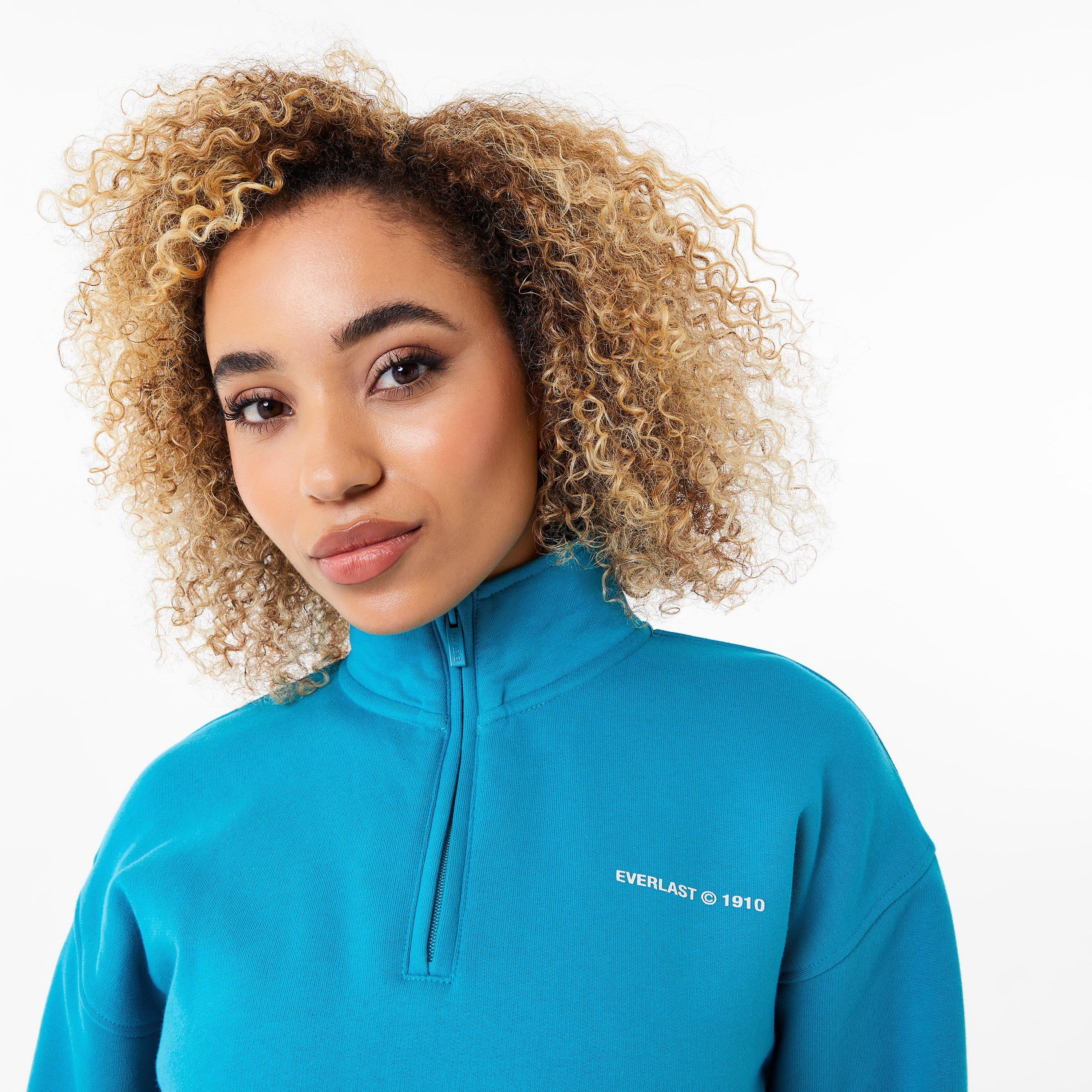 Teal - Everlast - quarter Zip Fleece Top Womens - 3