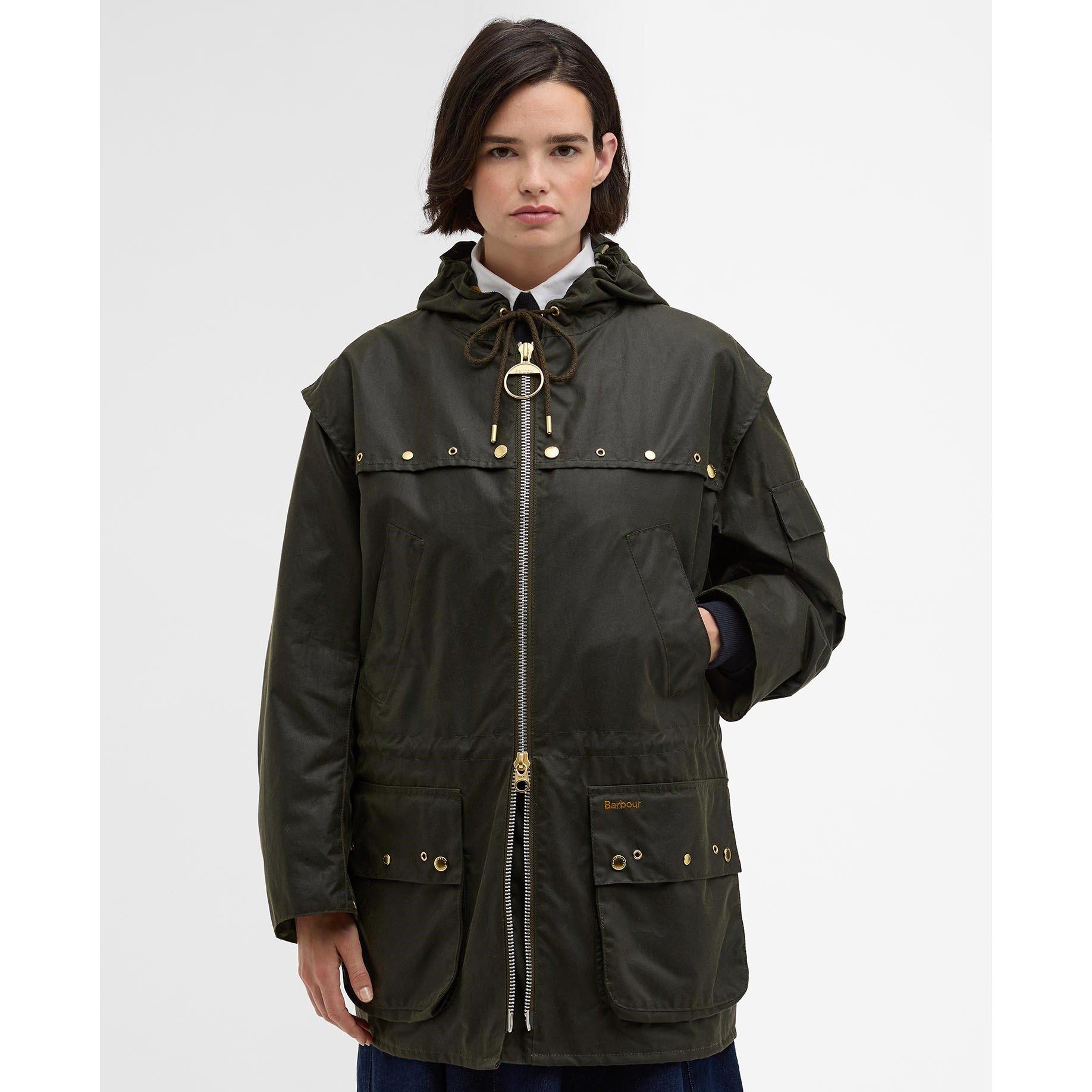 Olive/Ancient - Barbour - Womens Aberford Waxed Jacket - 2
