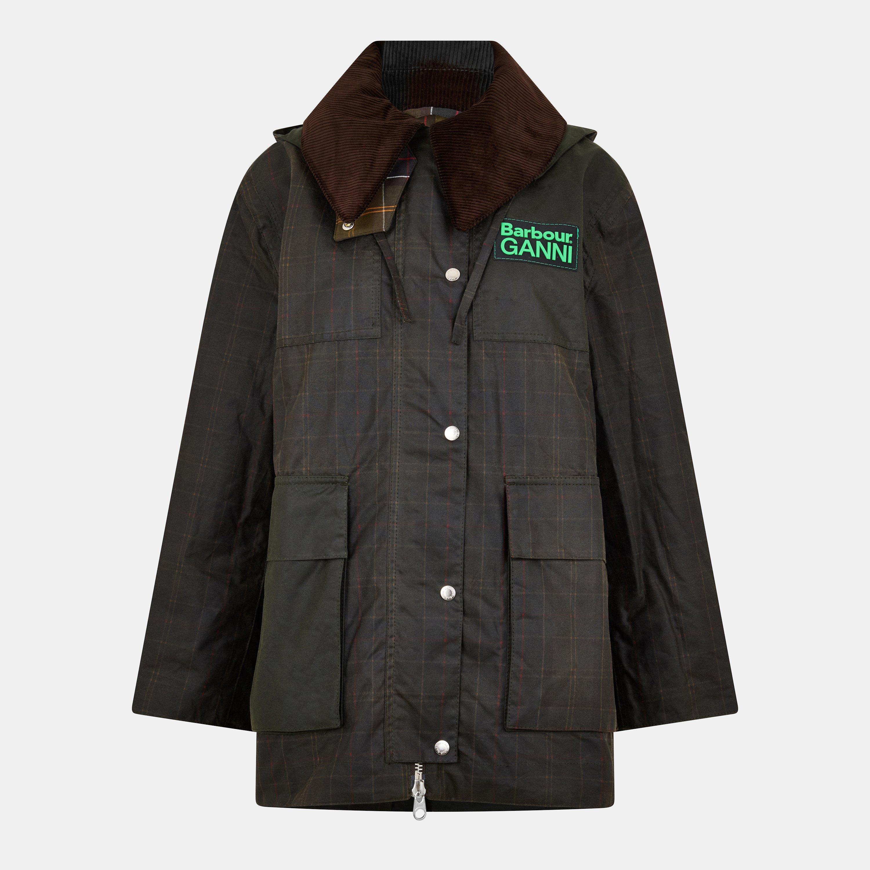 Barbour x Ganni Womens Tartan Waxed Duffle Coat - Cl Tartan - Size 14 (L)