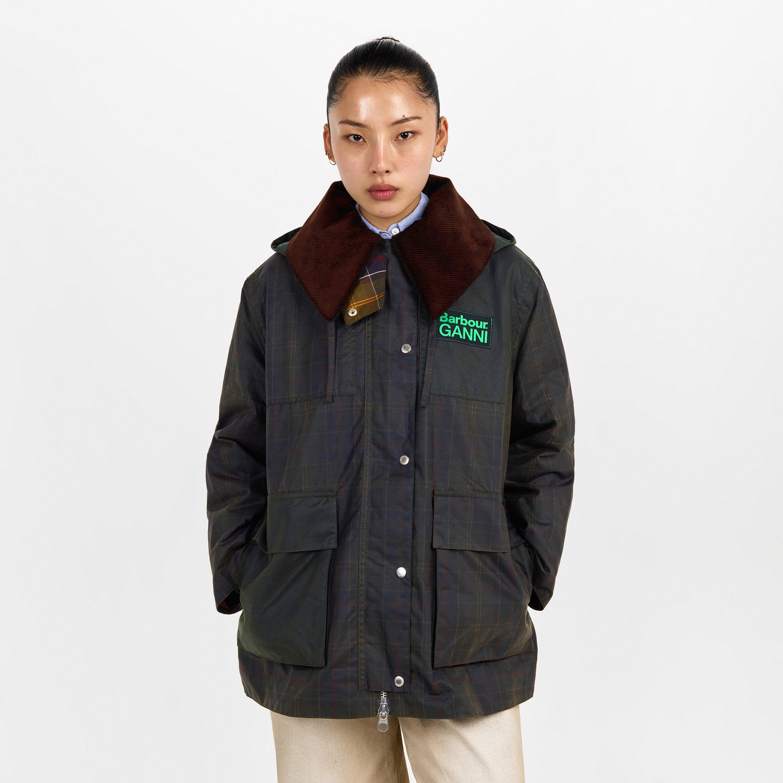 Cl Tartan - Barbour x Ganni - Womens Tartan Waxed Duffle Coat - 3