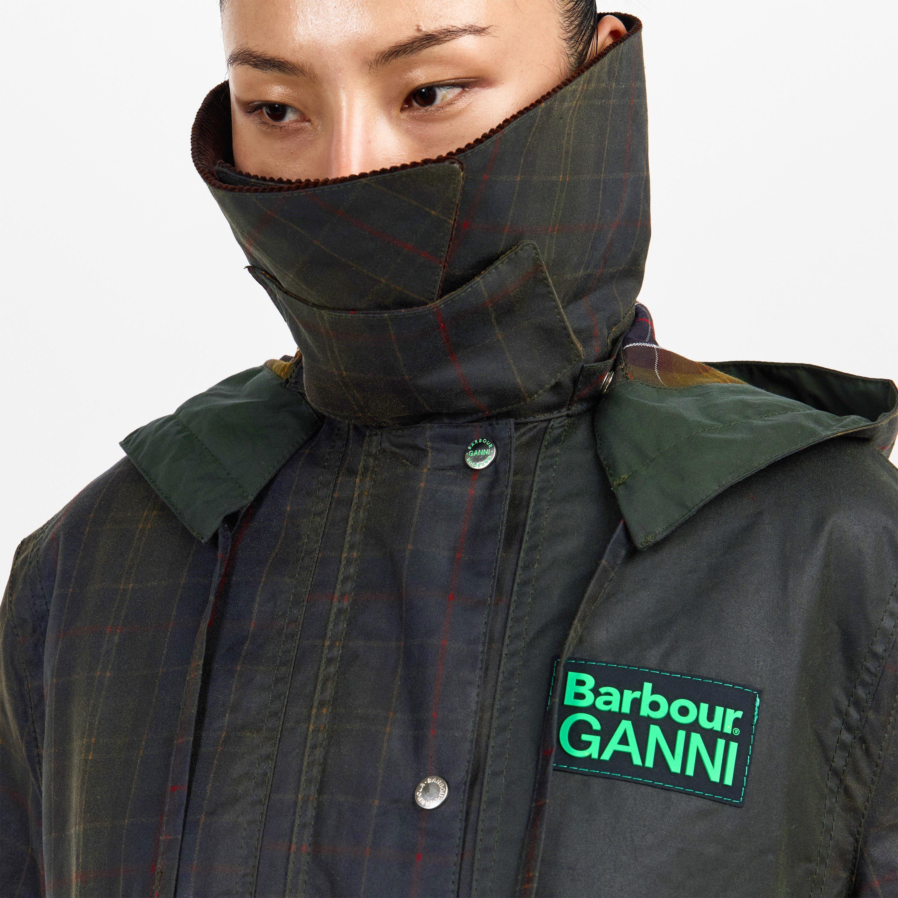 Cl Tartan - Barbour x Ganni - Womens Tartan Waxed Duffle Coat - 5