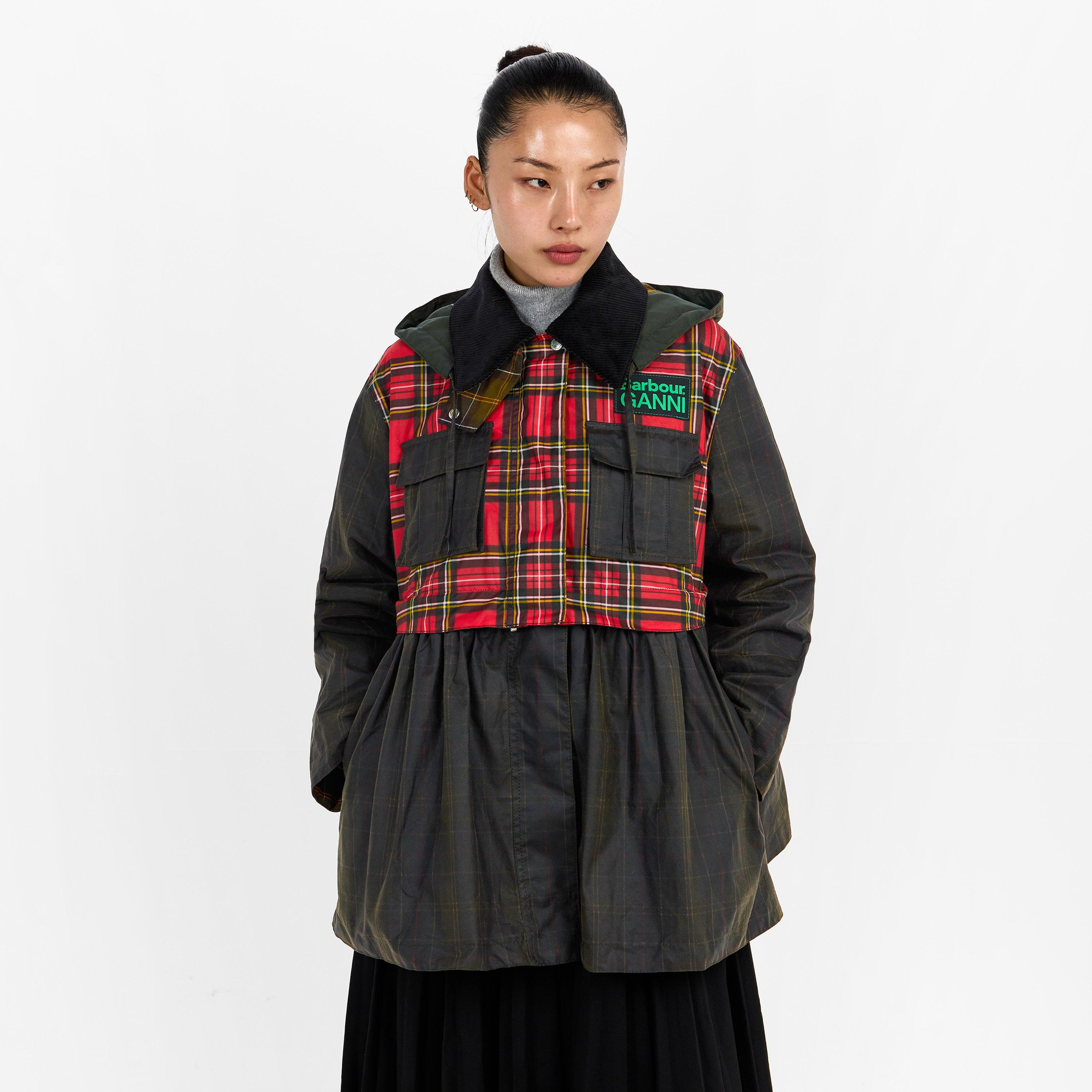 Tartan - Barbour x Ganni - Womens Tartan Peplum Waxed Jacket - 3