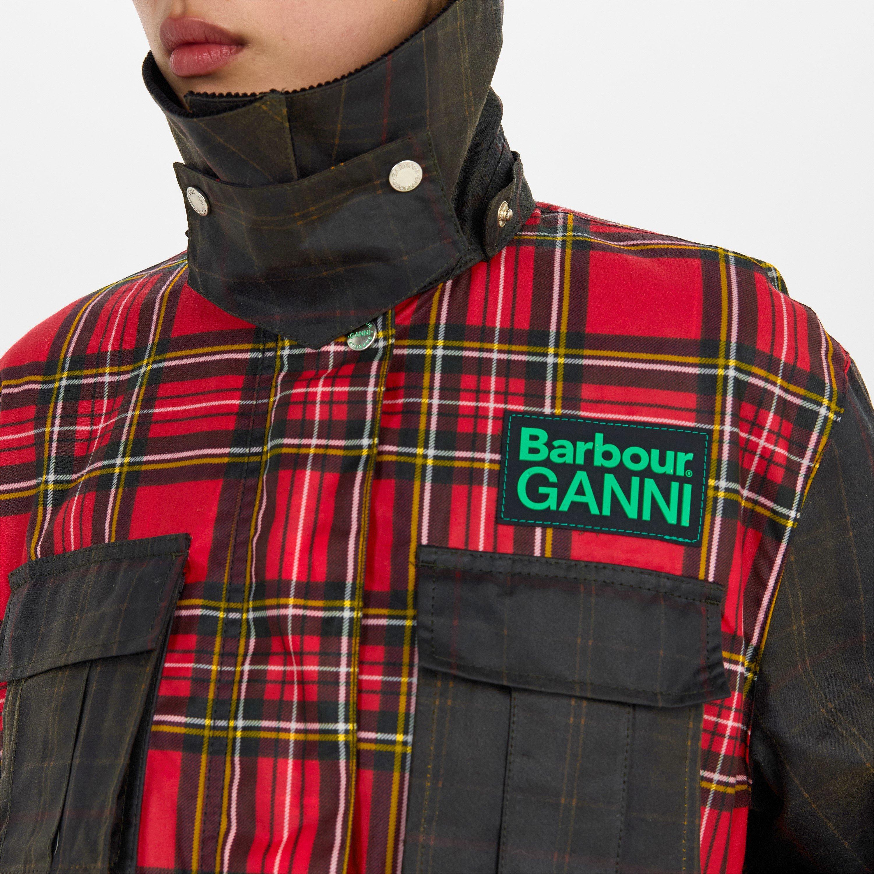 Tartan - Barbour x Ganni - Womens Tartan Peplum Waxed Jacket - 5
