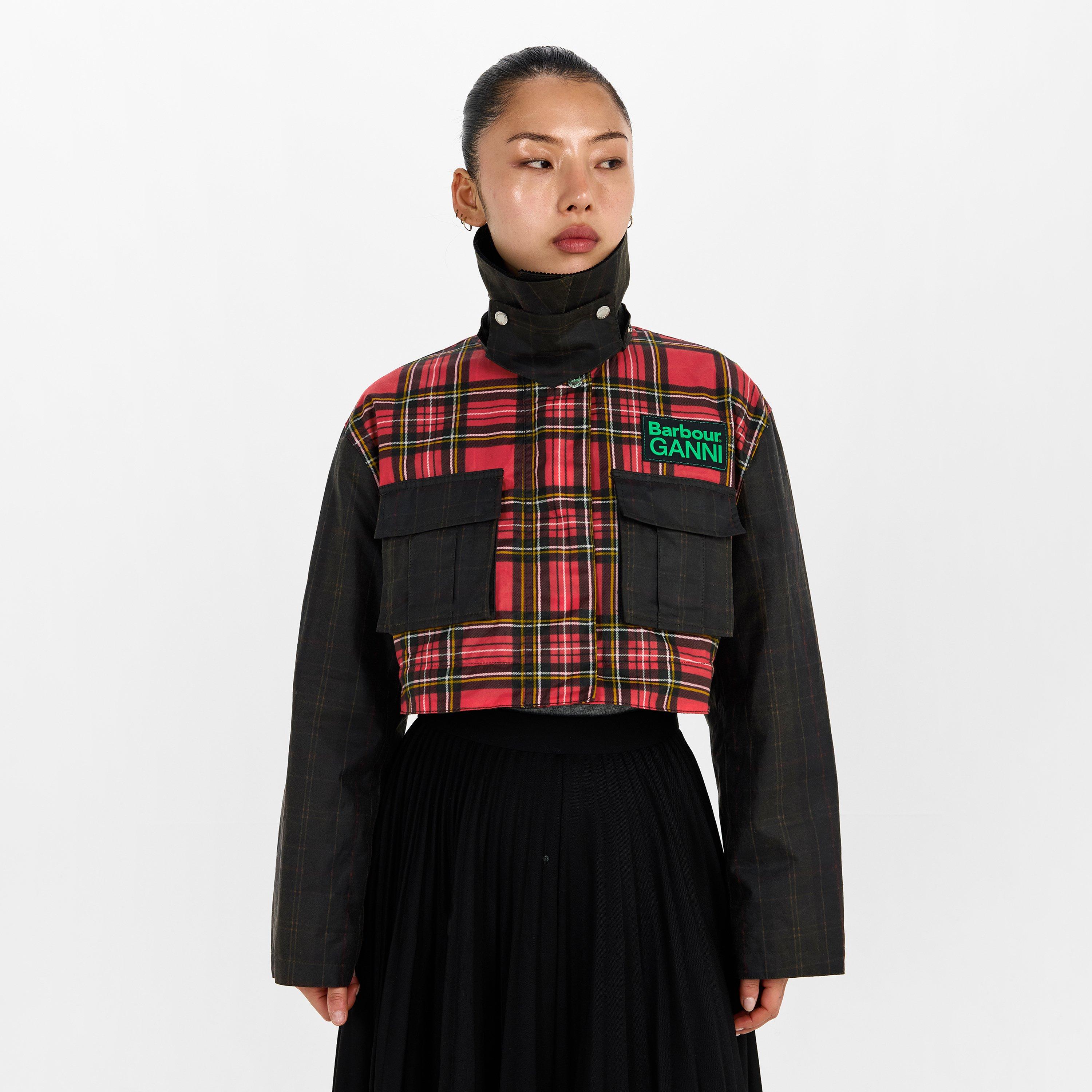 Tartan - Barbour x Ganni - Womens Tartan Peplum Waxed Jacket - 7