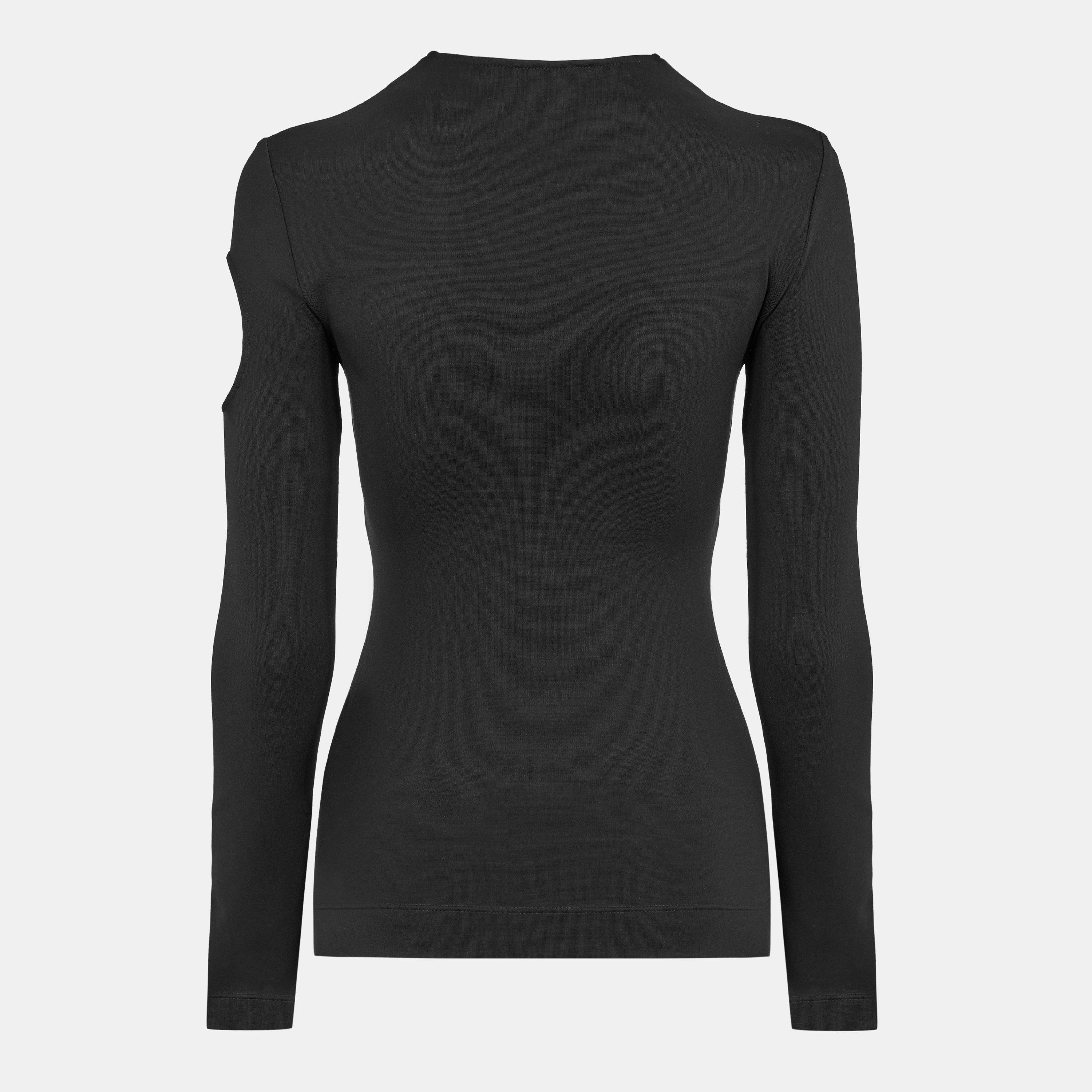 Black - Off White - Women's Knitted Top - 2