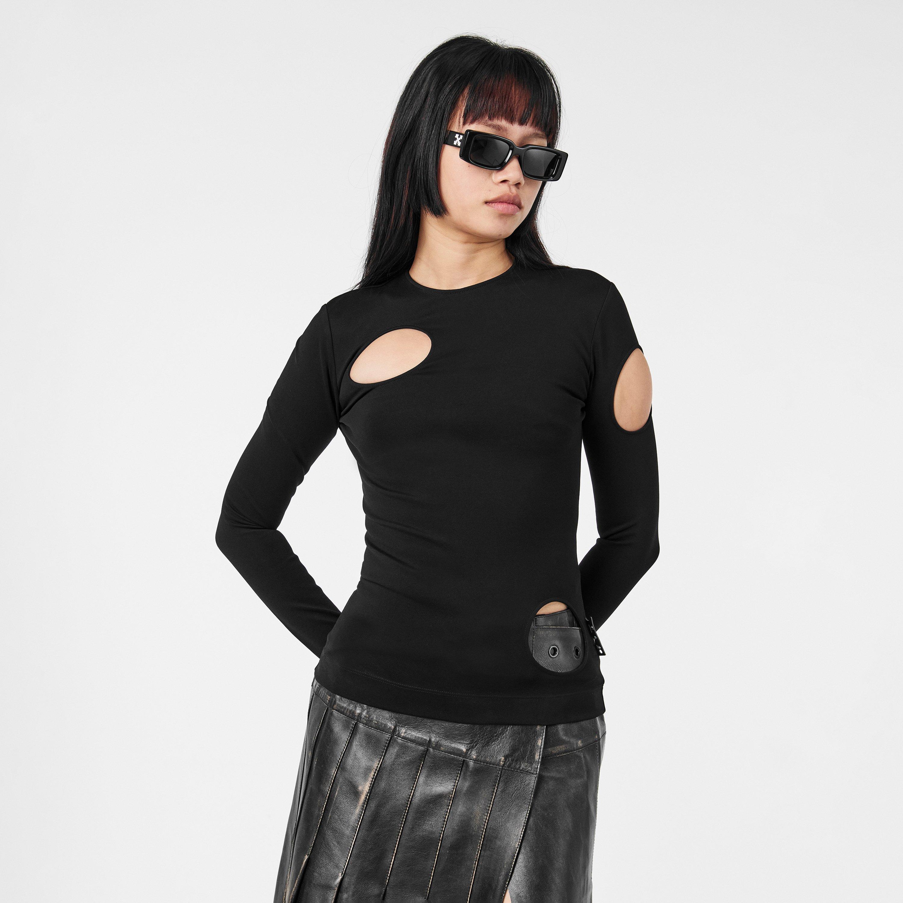 Black - Off White - Women's Knitted Top - 3