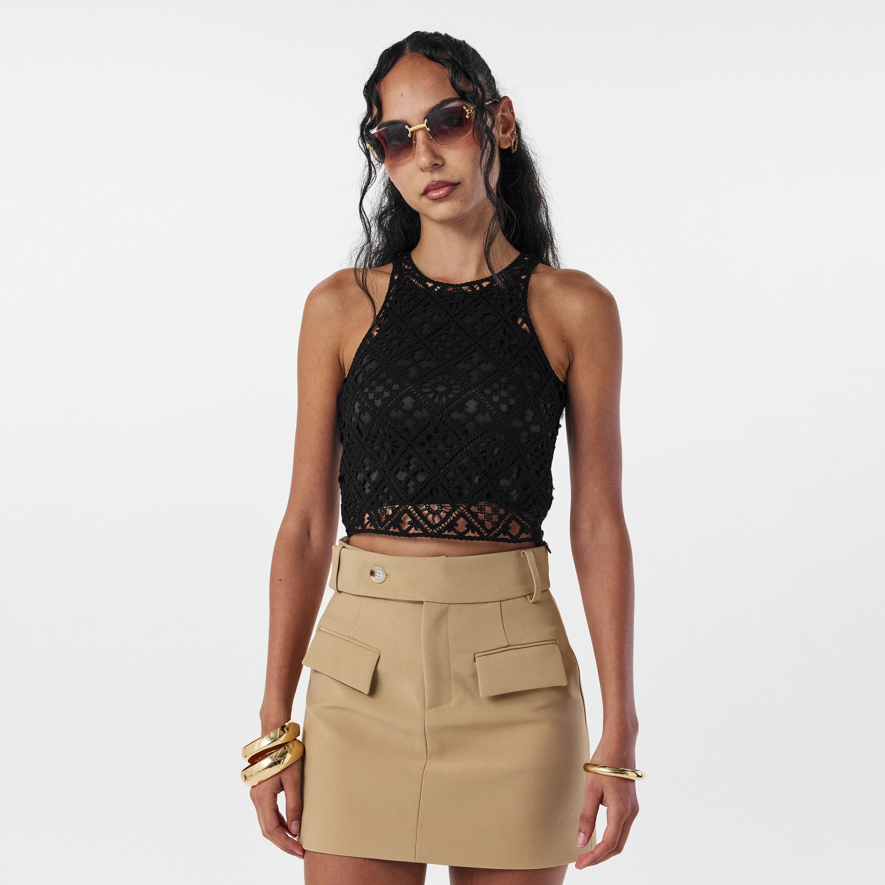 Black - Off White - Women's Knitted Top - 3