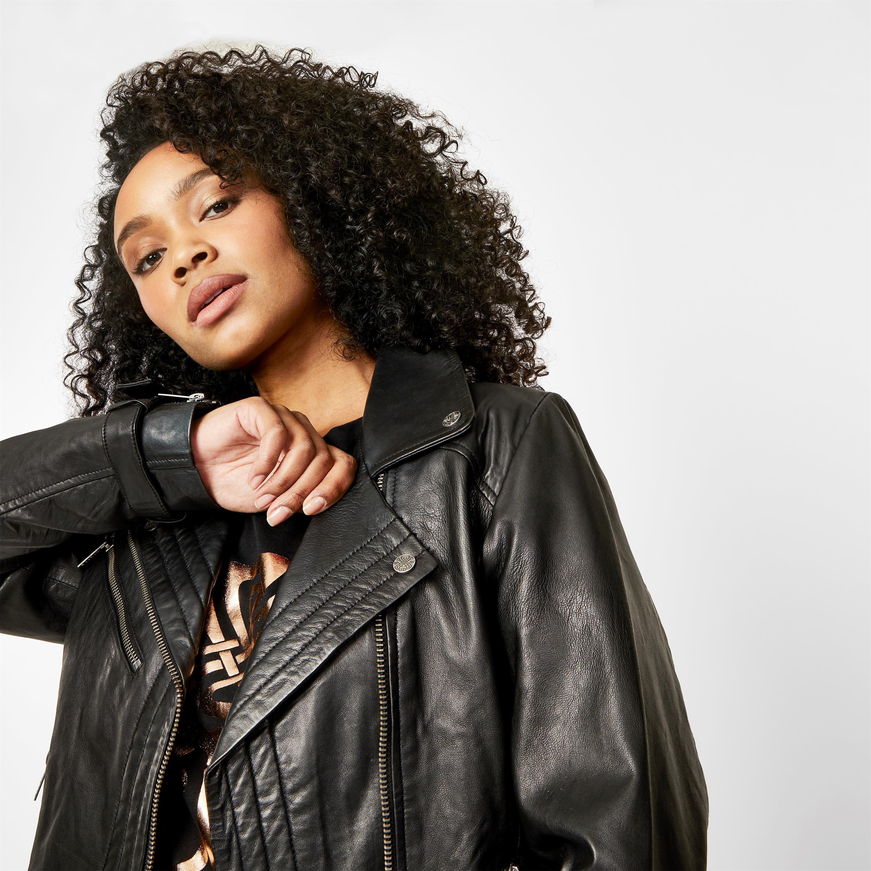 Nero - Biba - Women's Biker Long Sleeve Leather Jacket - 3