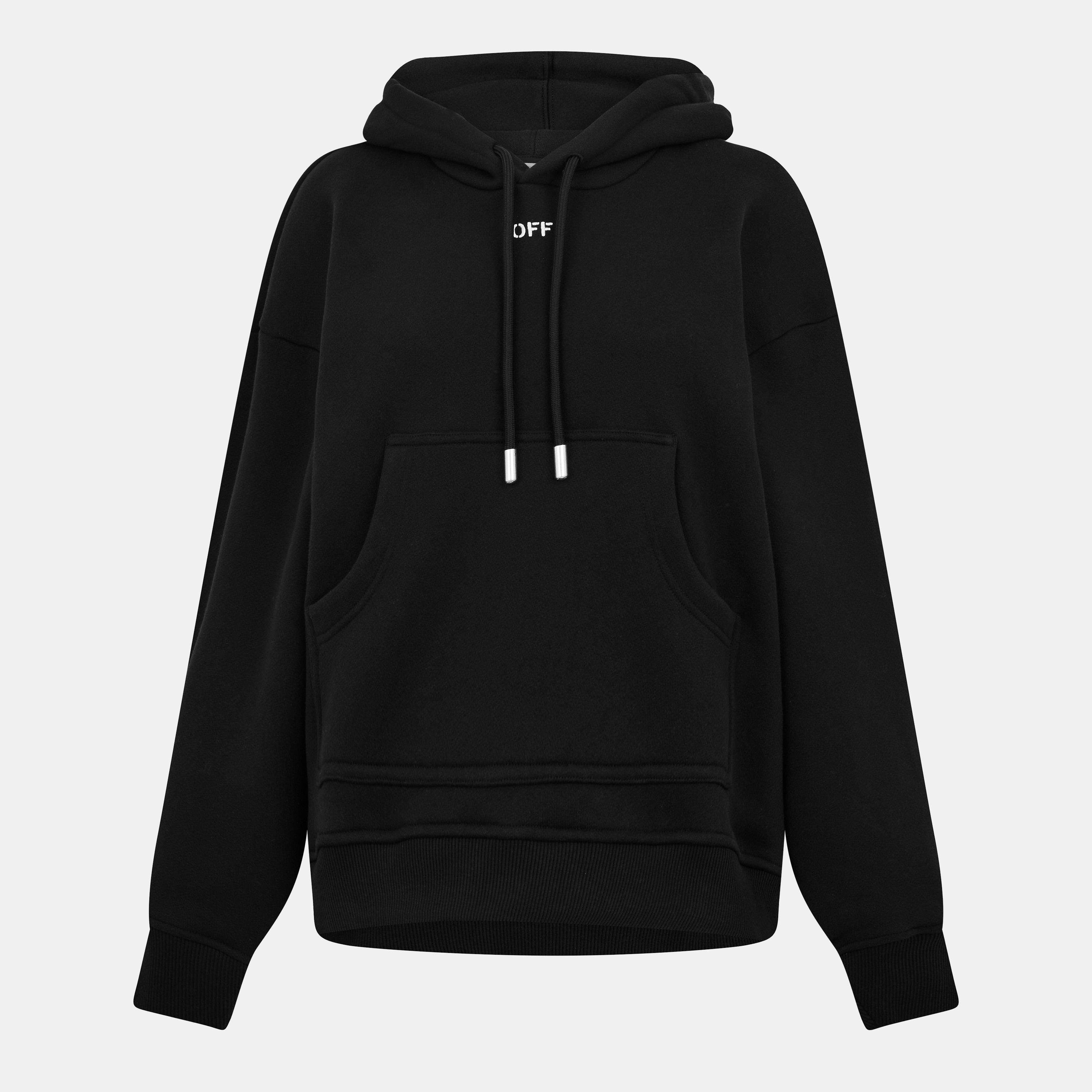Black/White - Off White - Women's Medium Weight Knitted Hoodie - 1