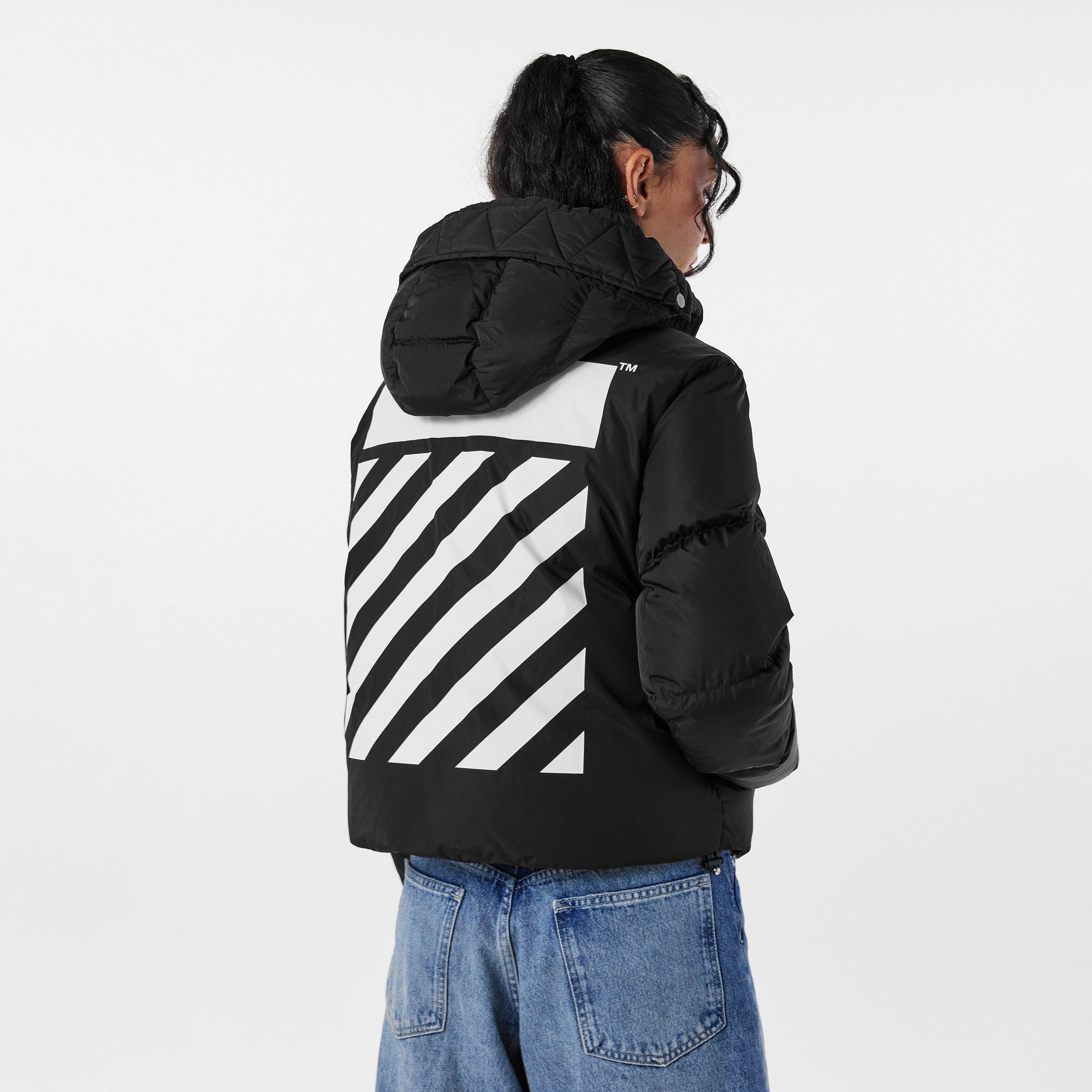 Crno/Bijelo - Off White - Women's Off-White Short Puffer Jacket - 4