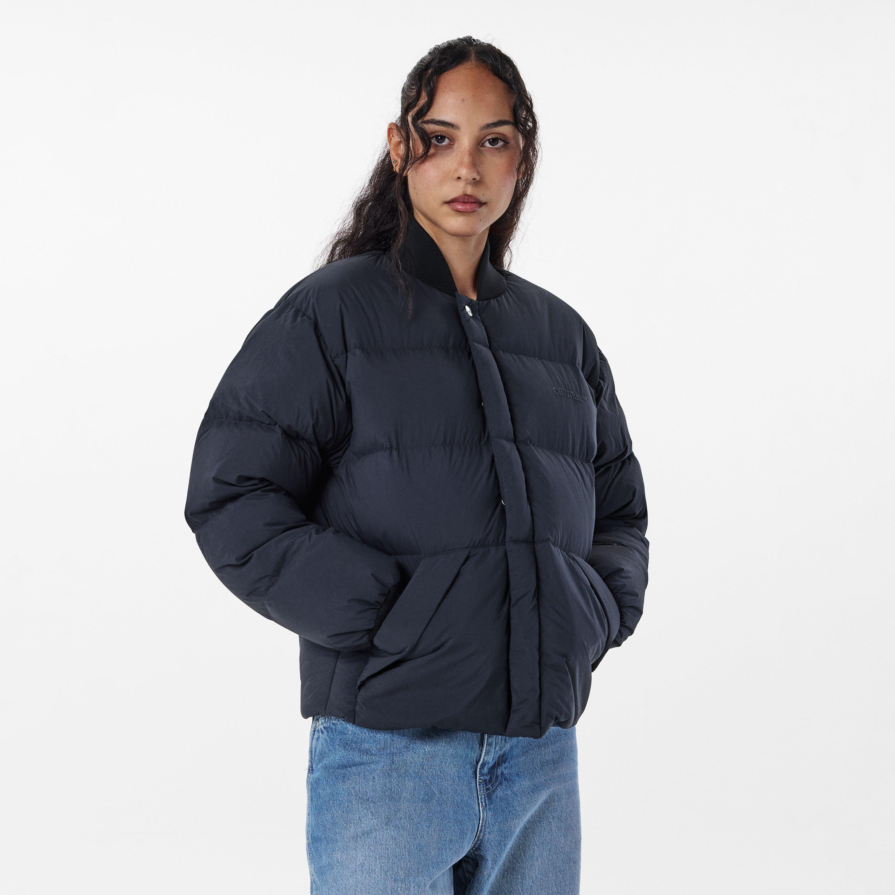 Negro - Off White - Women's Off-White Weather-Resistant Short Puffer Jacket - 3