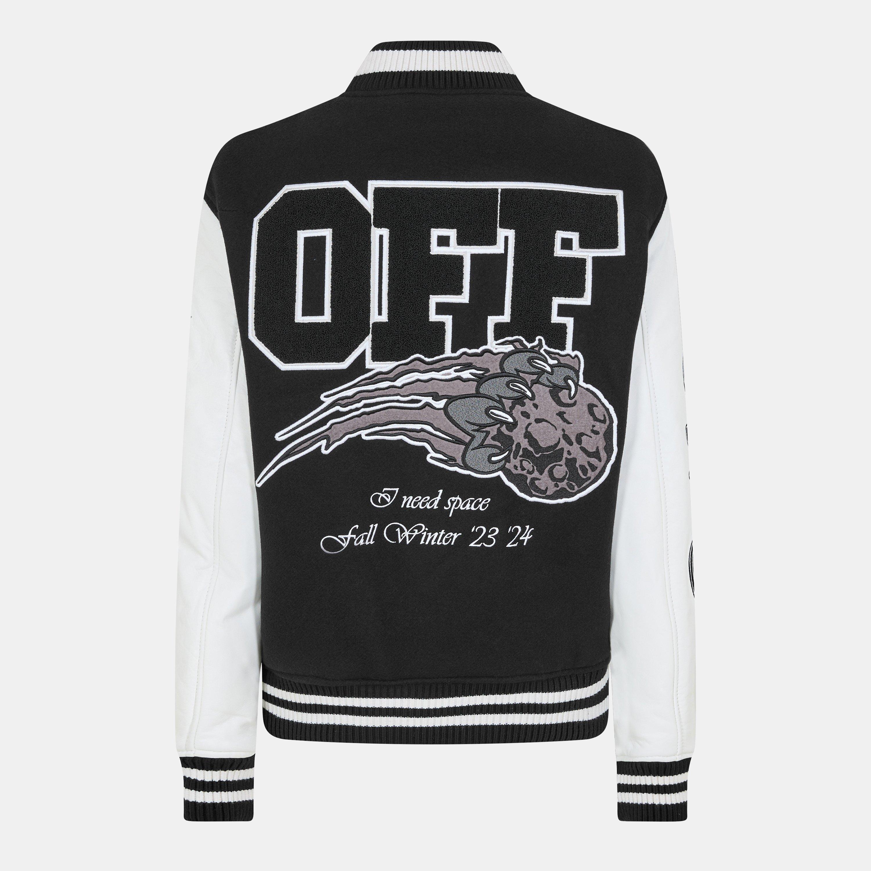 Negro/Blanco - Off White - Women's Off-White Contrasting Sleeves Varsity Jacket - 2