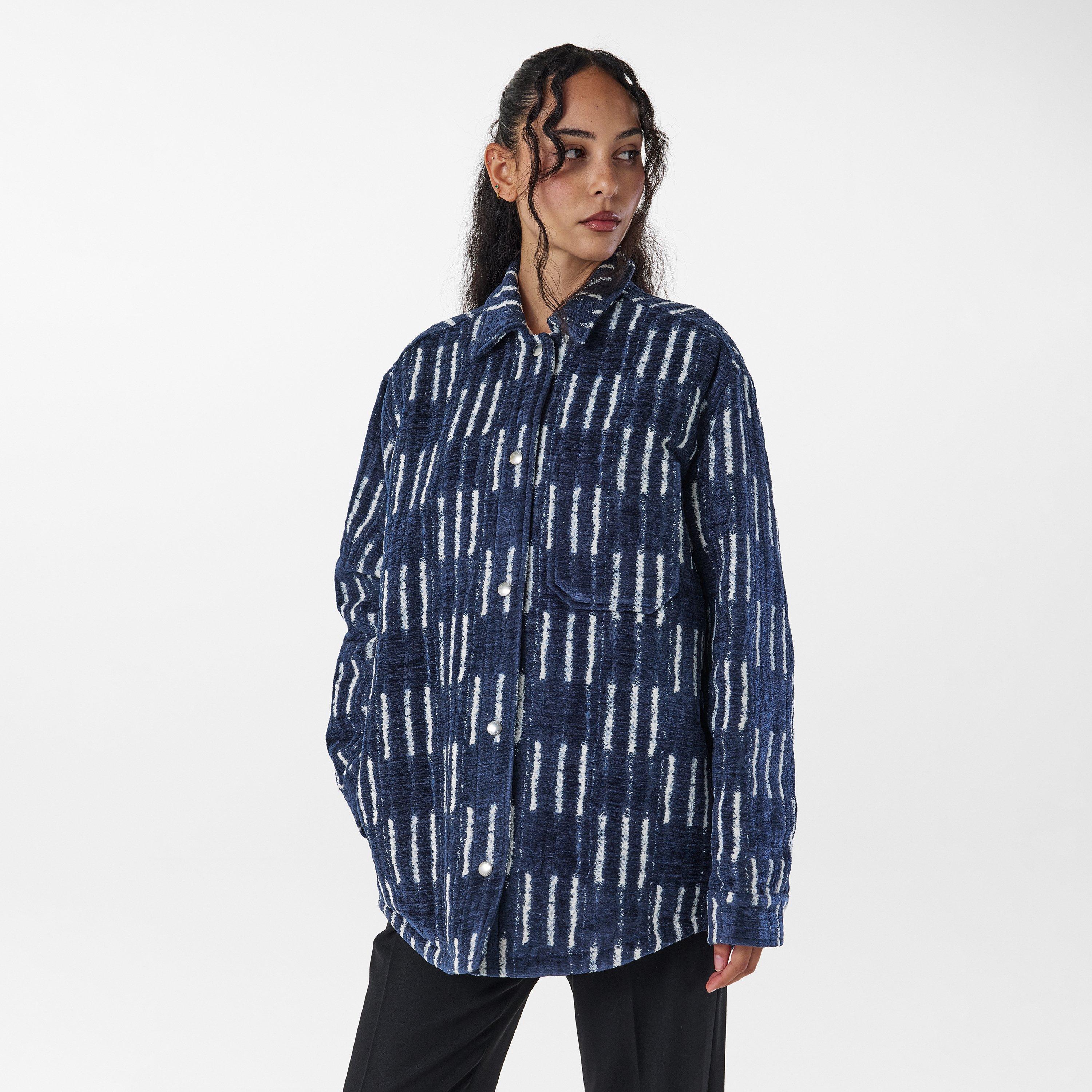 Blue/White - Off White - Women's Off-White Oversized Relaxed Fit Overshirt - 3