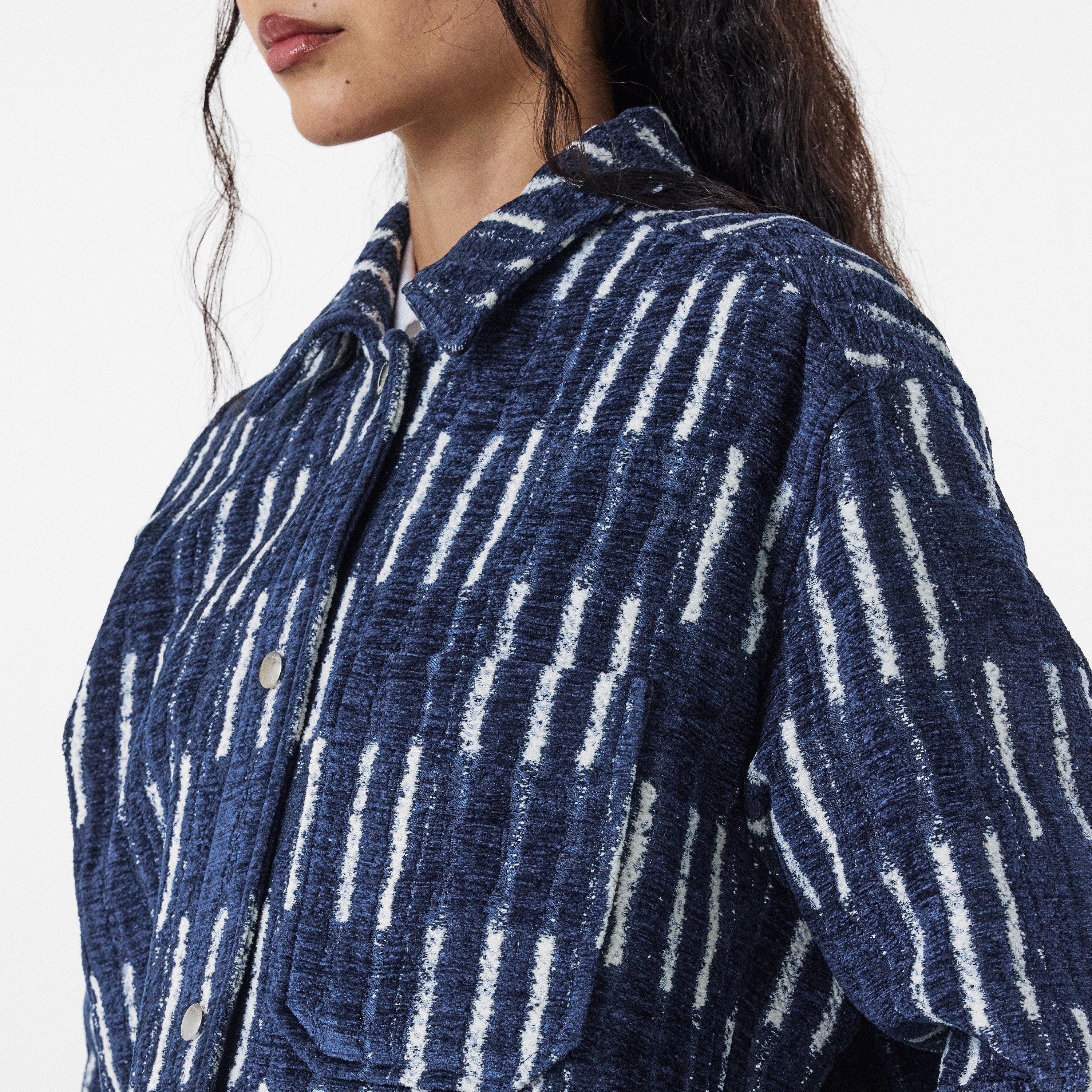 Blue/White - Off White - Women's Off-White Oversized Relaxed Fit Overshirt - 5