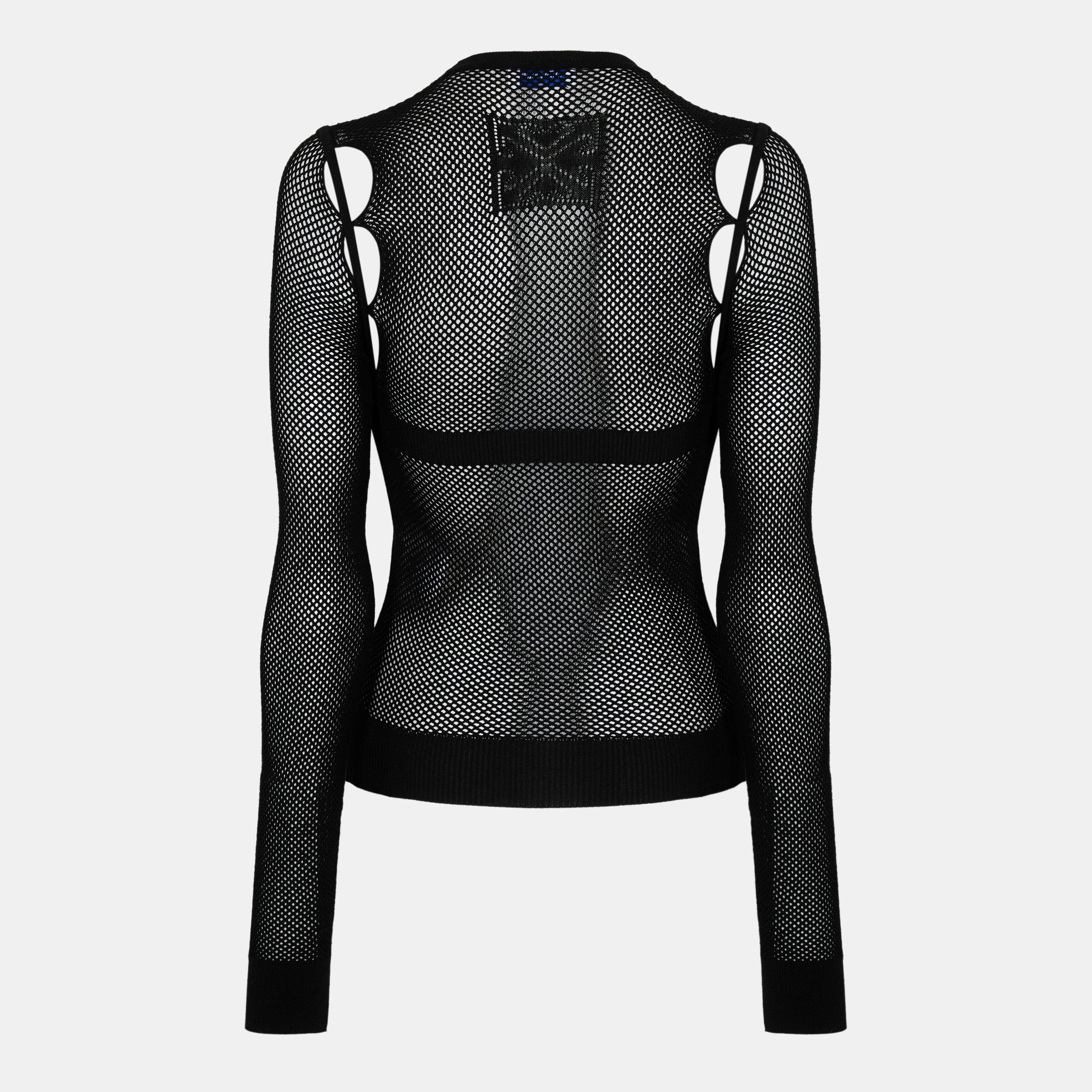 Black - Off White - Women's Knitted Tops - 2