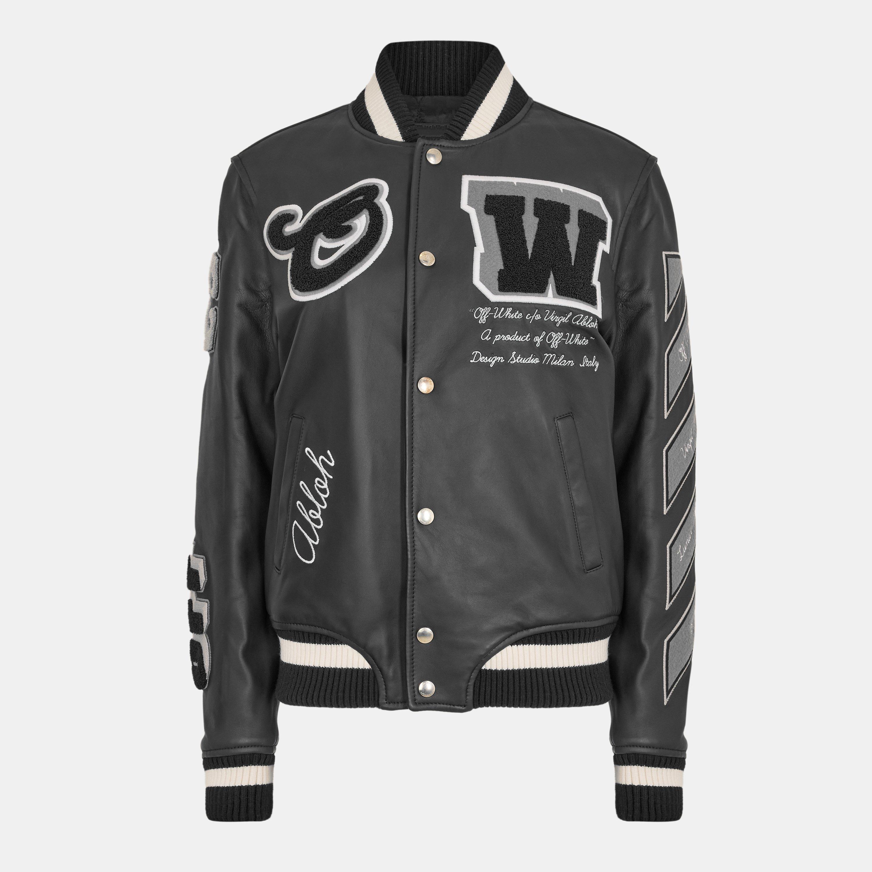 Black - Off White - Women's Two-Tone Varsity Jacket - 1
