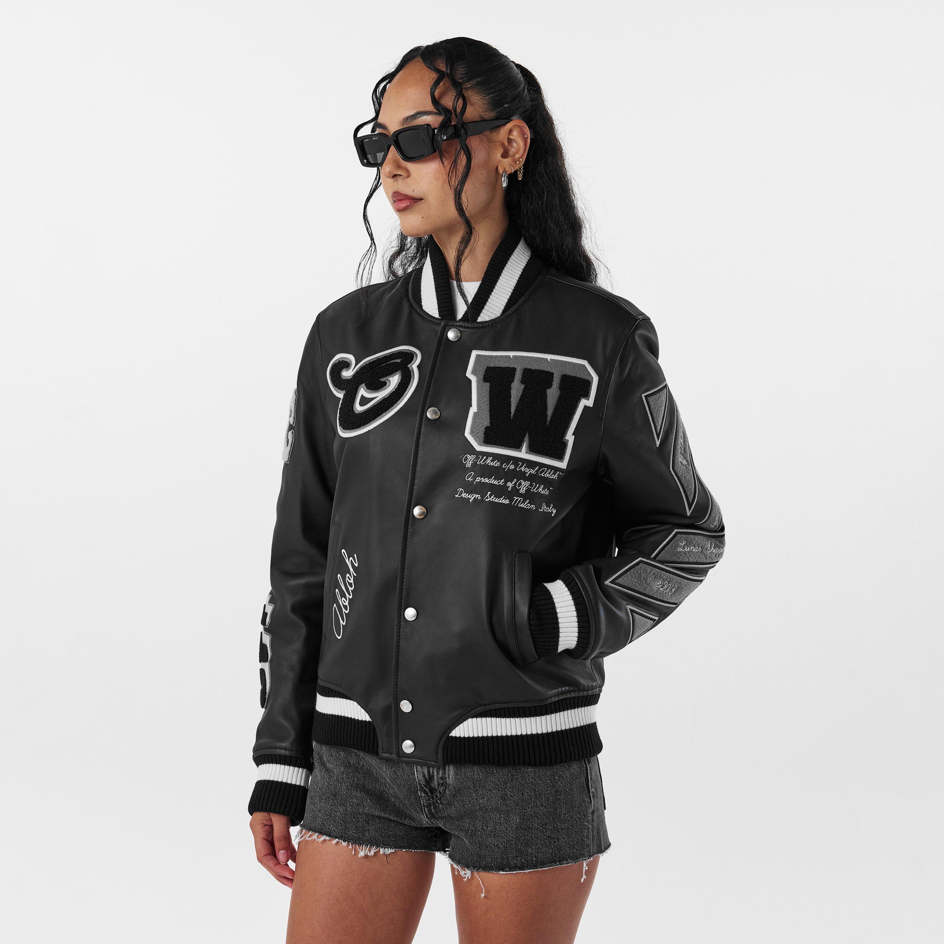 Schwarz - Off White - Women's Off-White Two-Tone Varsity Jacket - 3