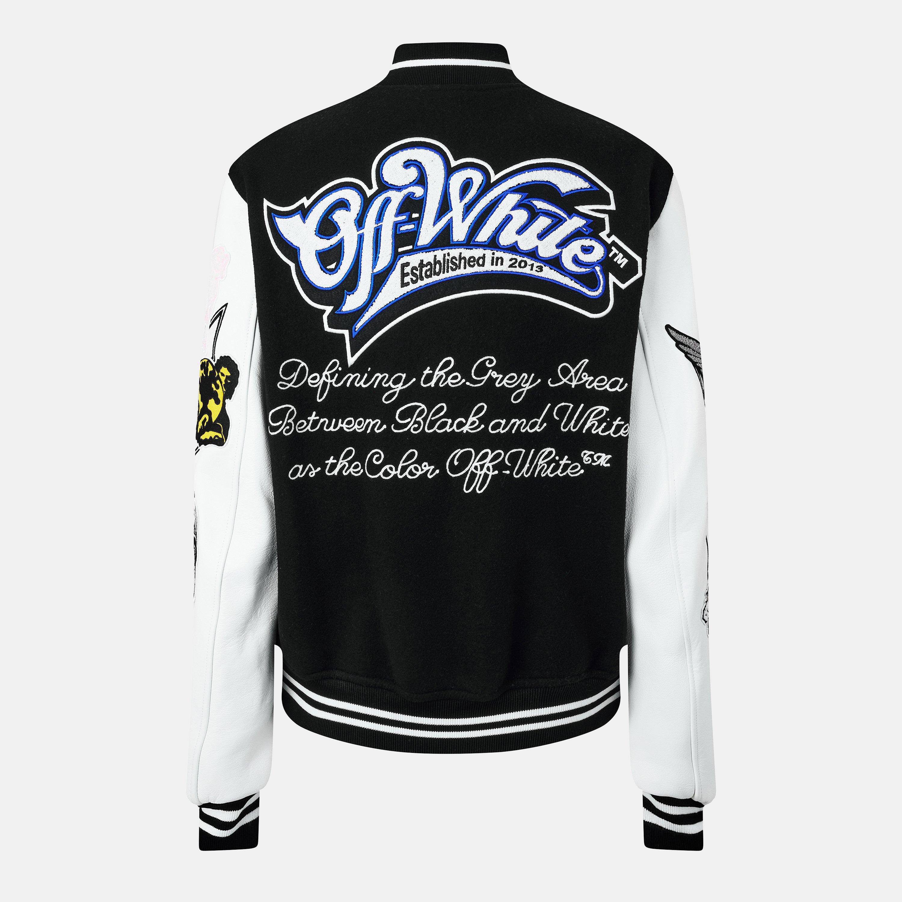 Black/White - Off White - Women's Patch Varsity Jacket - 2