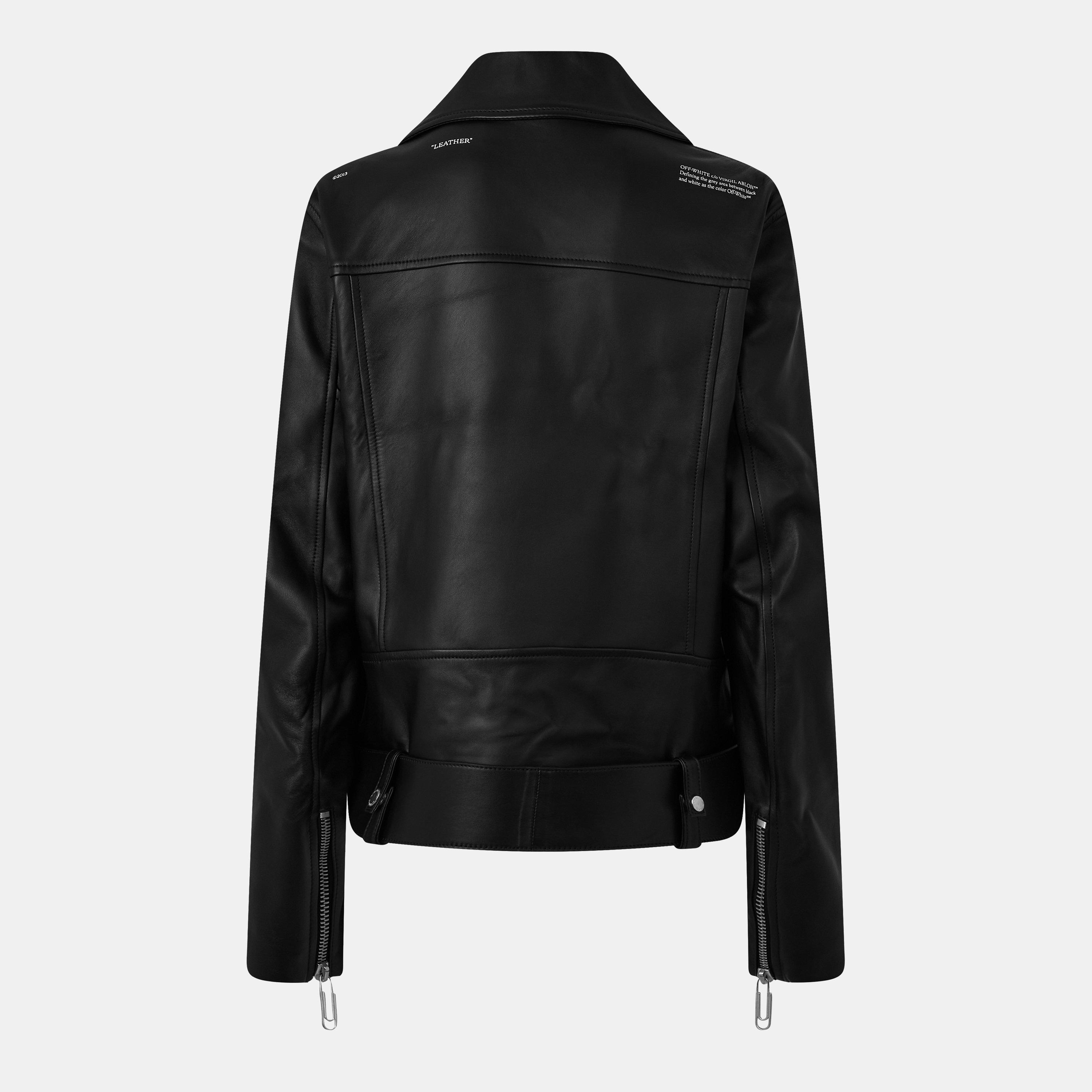 Black/White - Off White - Women's Off-White Structured Tailored Fit Leather Jacket - 2