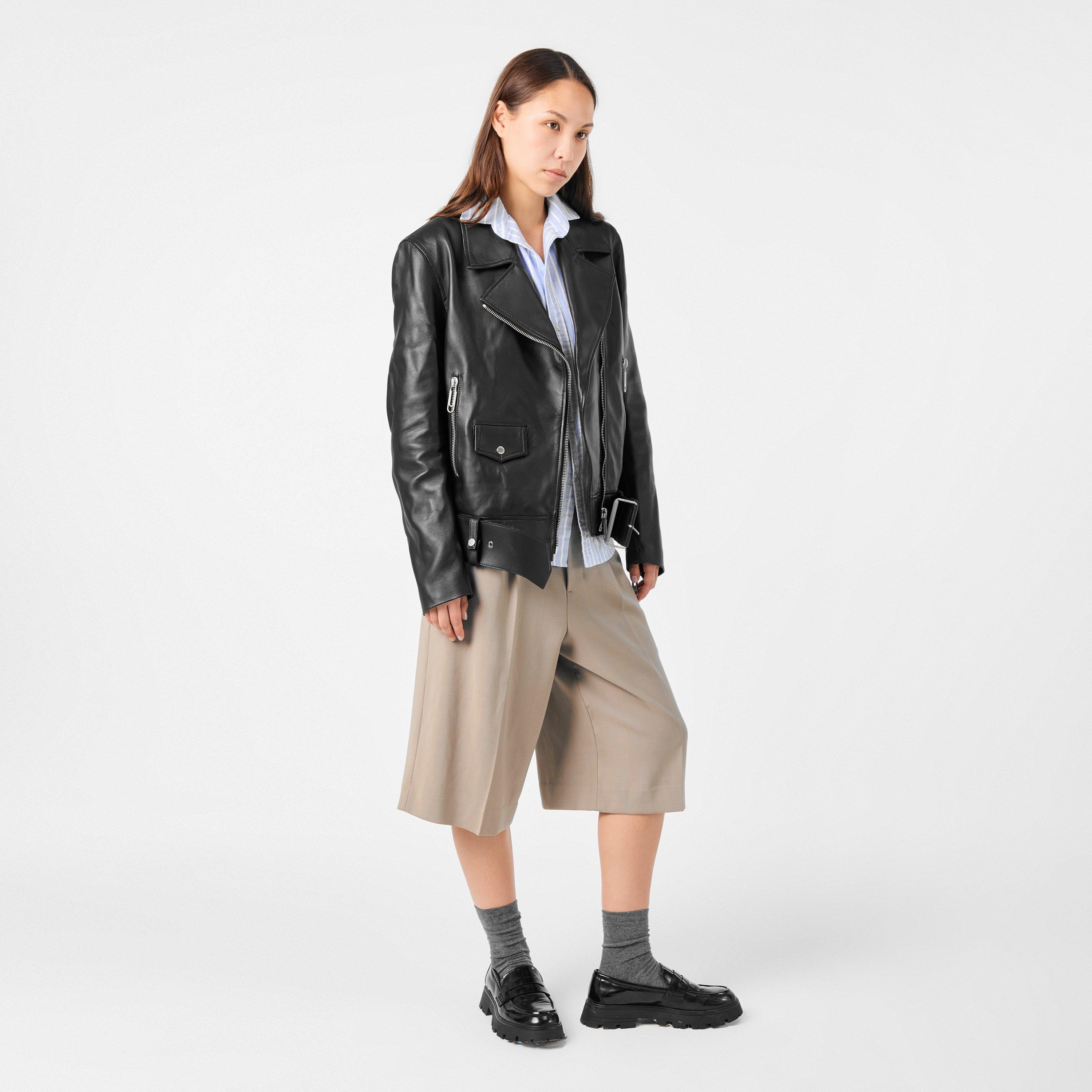 Black/White - Off White - Women's Off-White Structured Tailored Fit Leather Jacket - 6