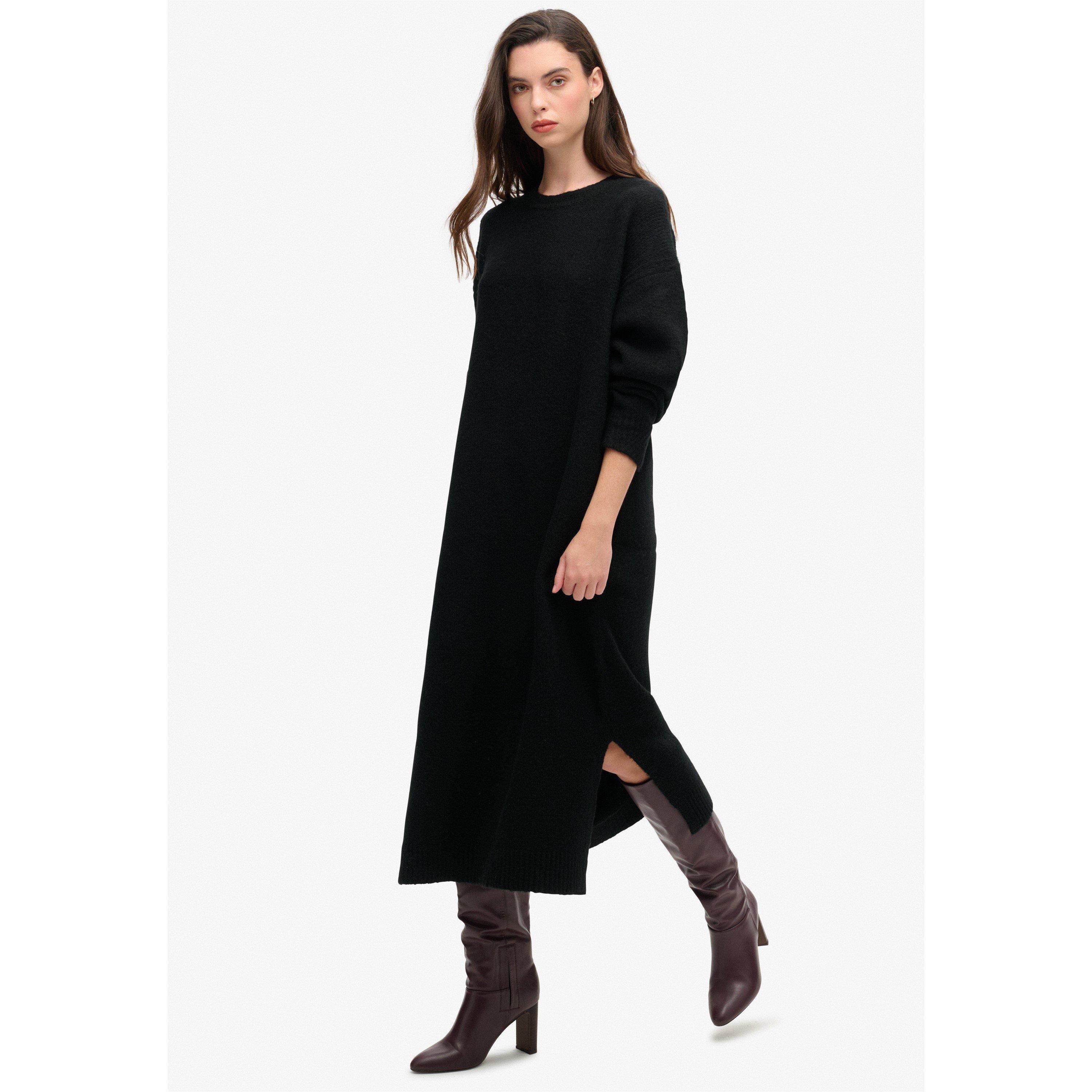 Black Twist - Superdry - Women's Slouch Midi Relaxed Fit Knitted Jumper Dress - 1