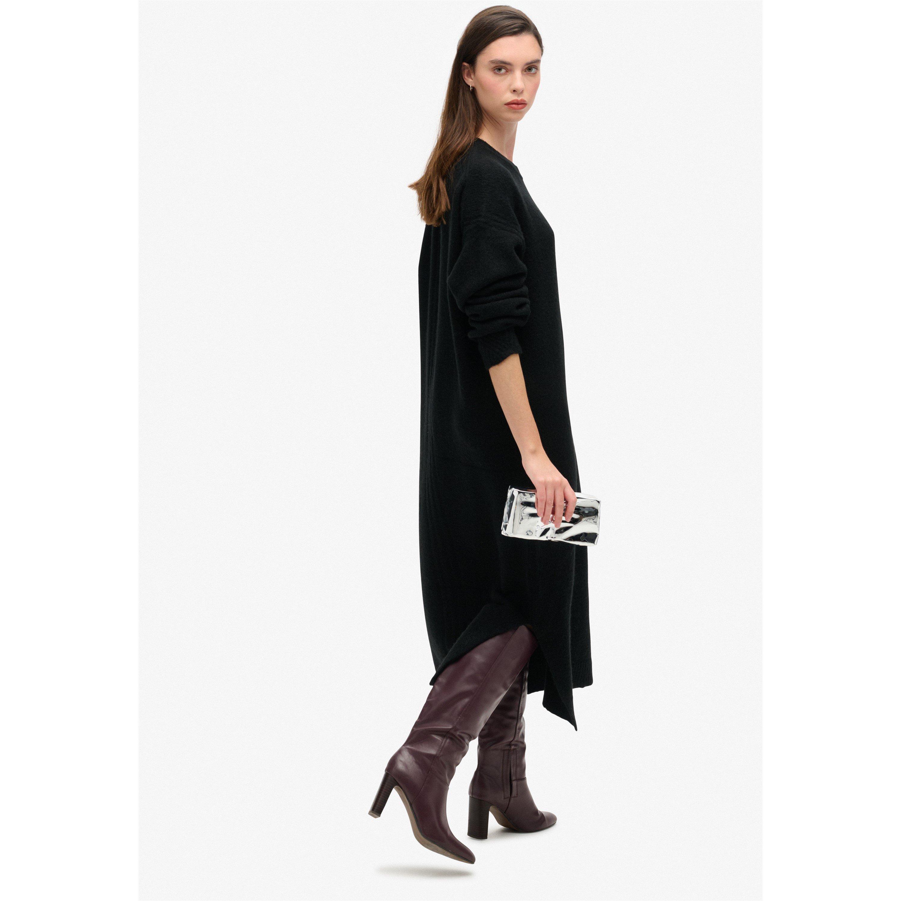 Black Twist - Superdry - Women's Slouch Midi Knitted Jumper Dress - 3