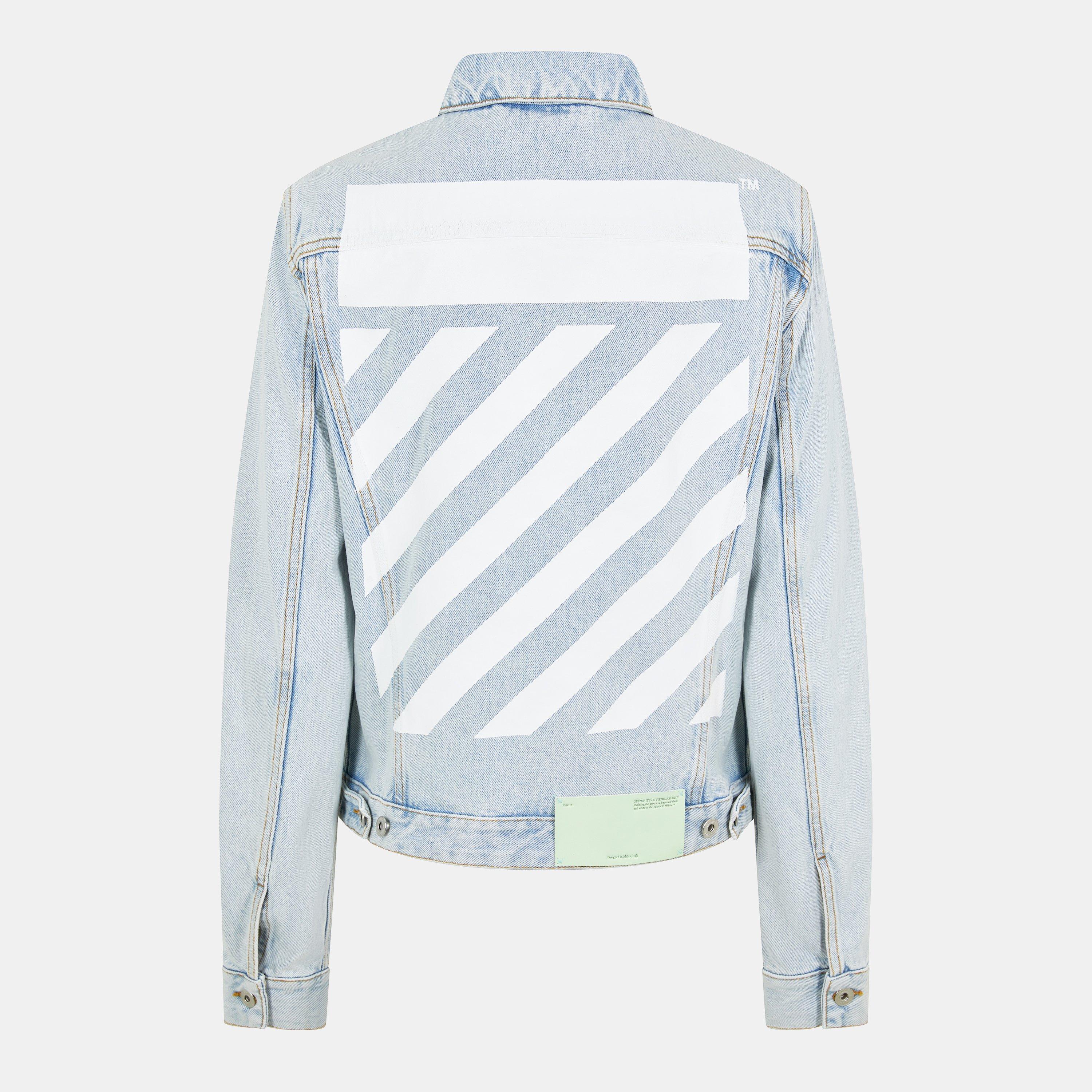 Blue/White - Off White - Women's Diagonal Jacket with Signature Stripes - 2