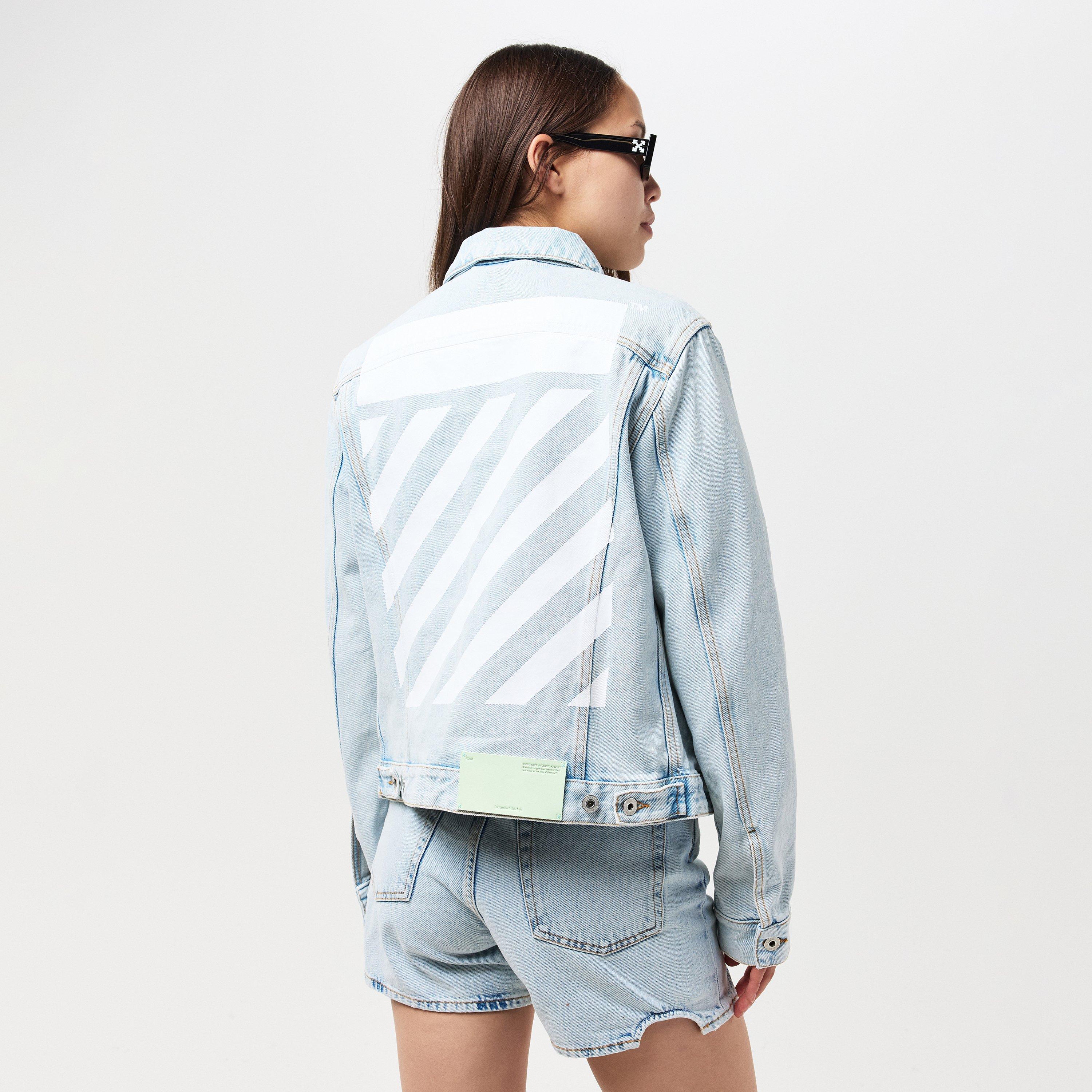 Blue/White - Off White - Women's Diagonal Jacket with Signature Stripes - 4