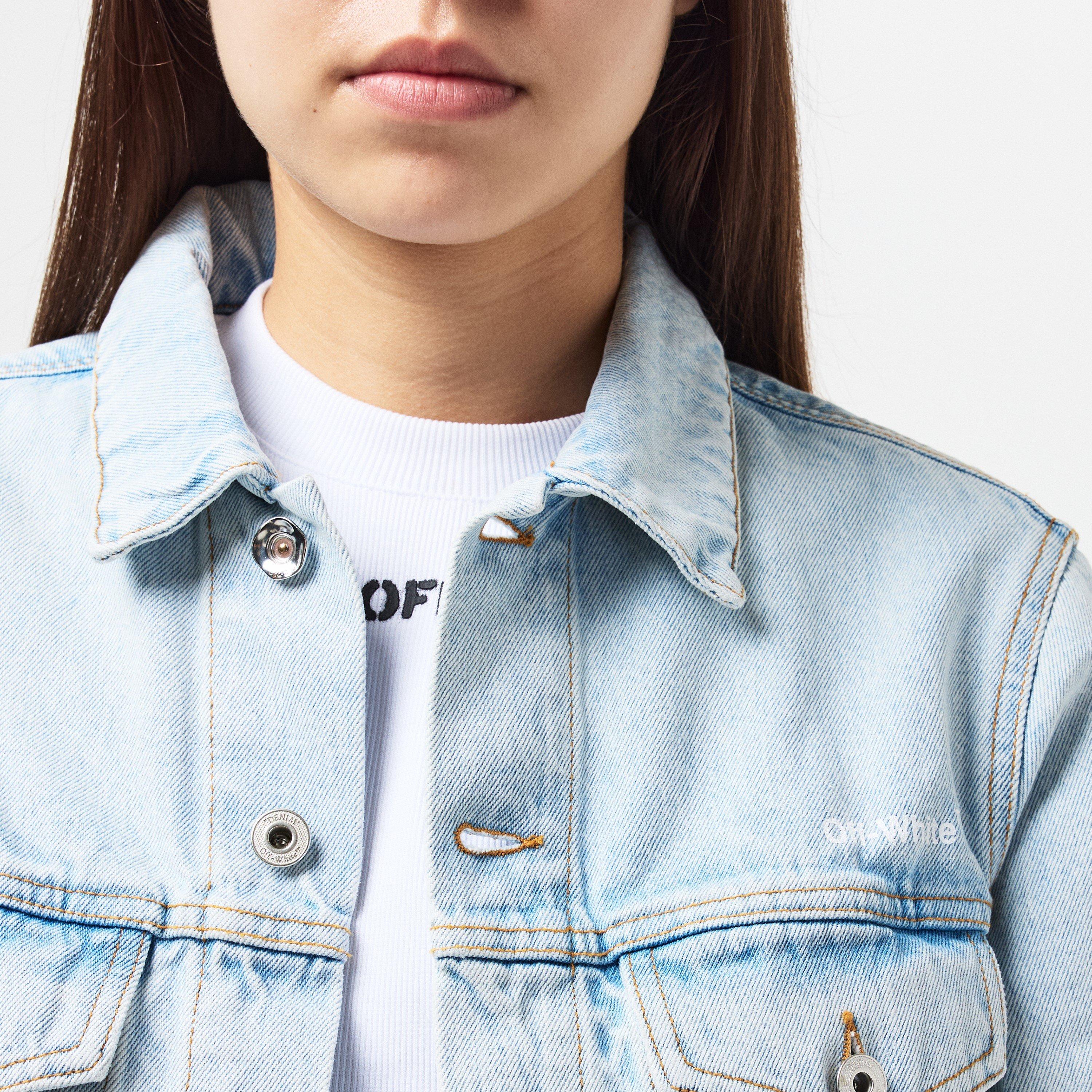 Blue/White - Off White - Women's Diagonal Jacket with Signature Stripes - 5