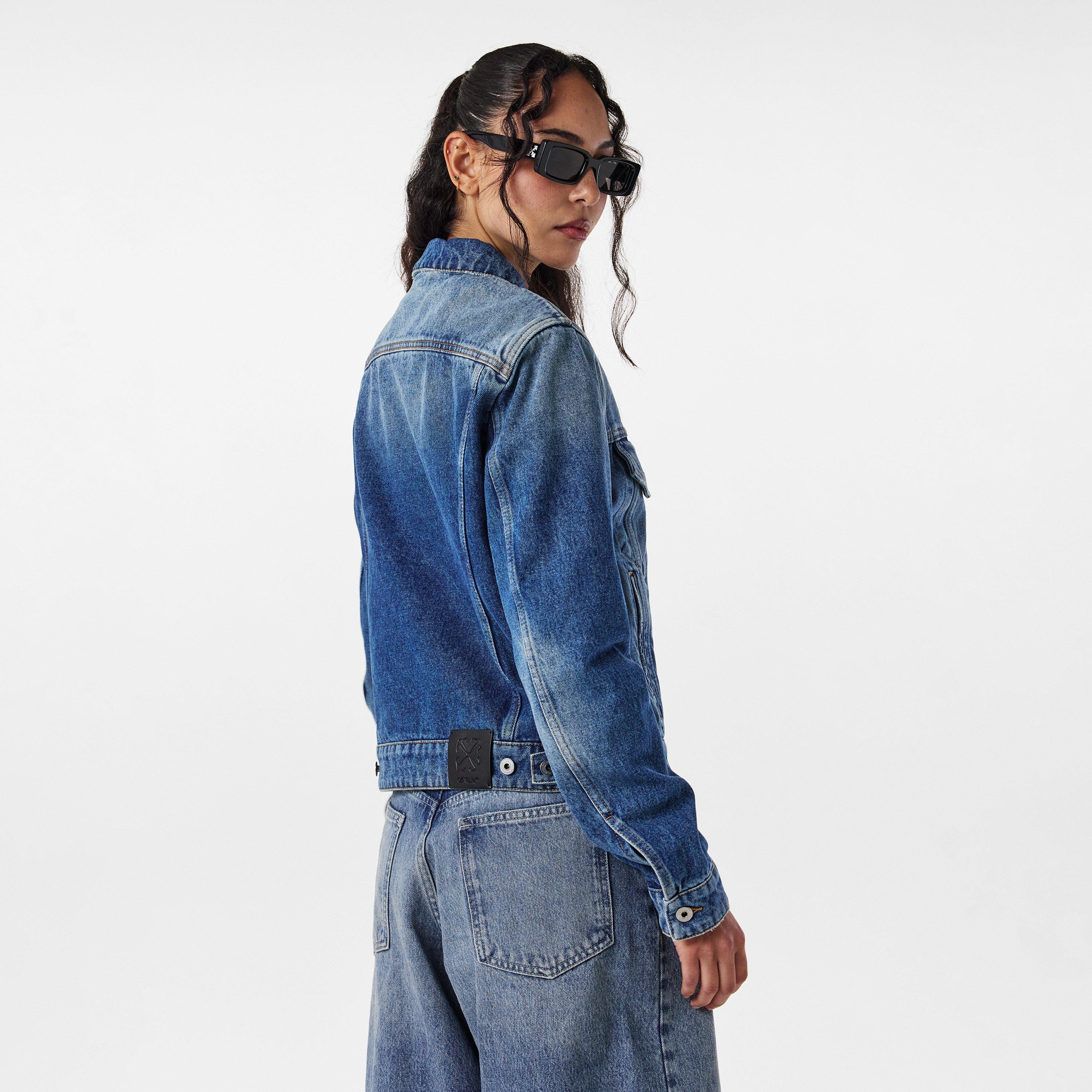 Vintage Blue - Off White - Women's Off-White Denim Jacket - 4