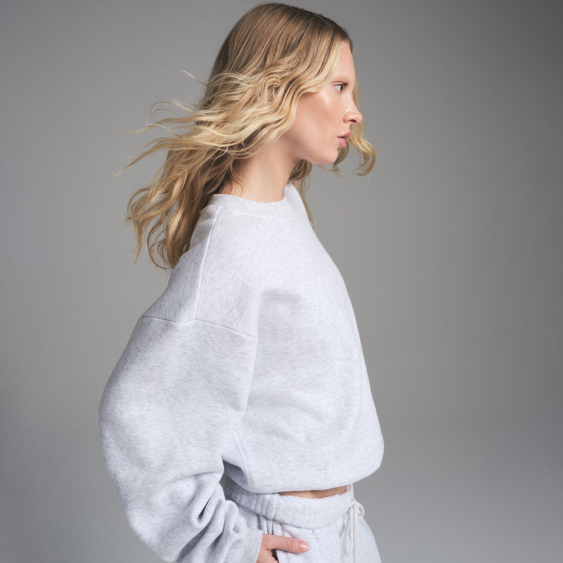 Light Hthr Grey - SKIMS - Women's Cotton Fleece Crew Sweatshirt - 4