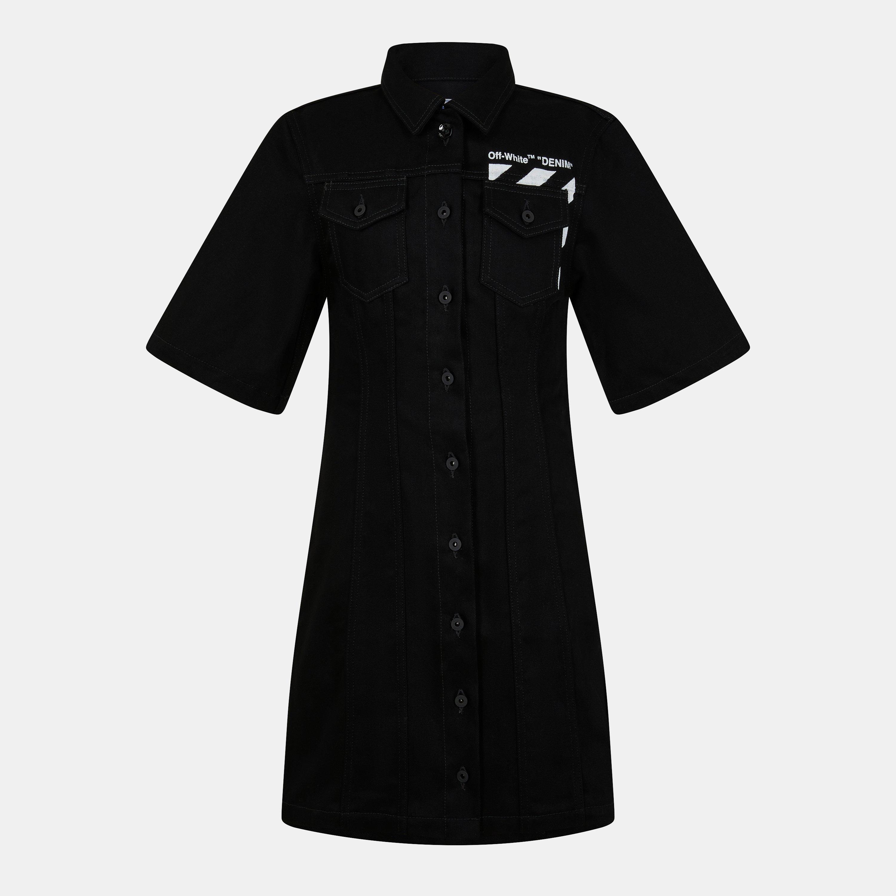 Off Women's Knitted Jumper Dress - Black/White - 6 (2XS)