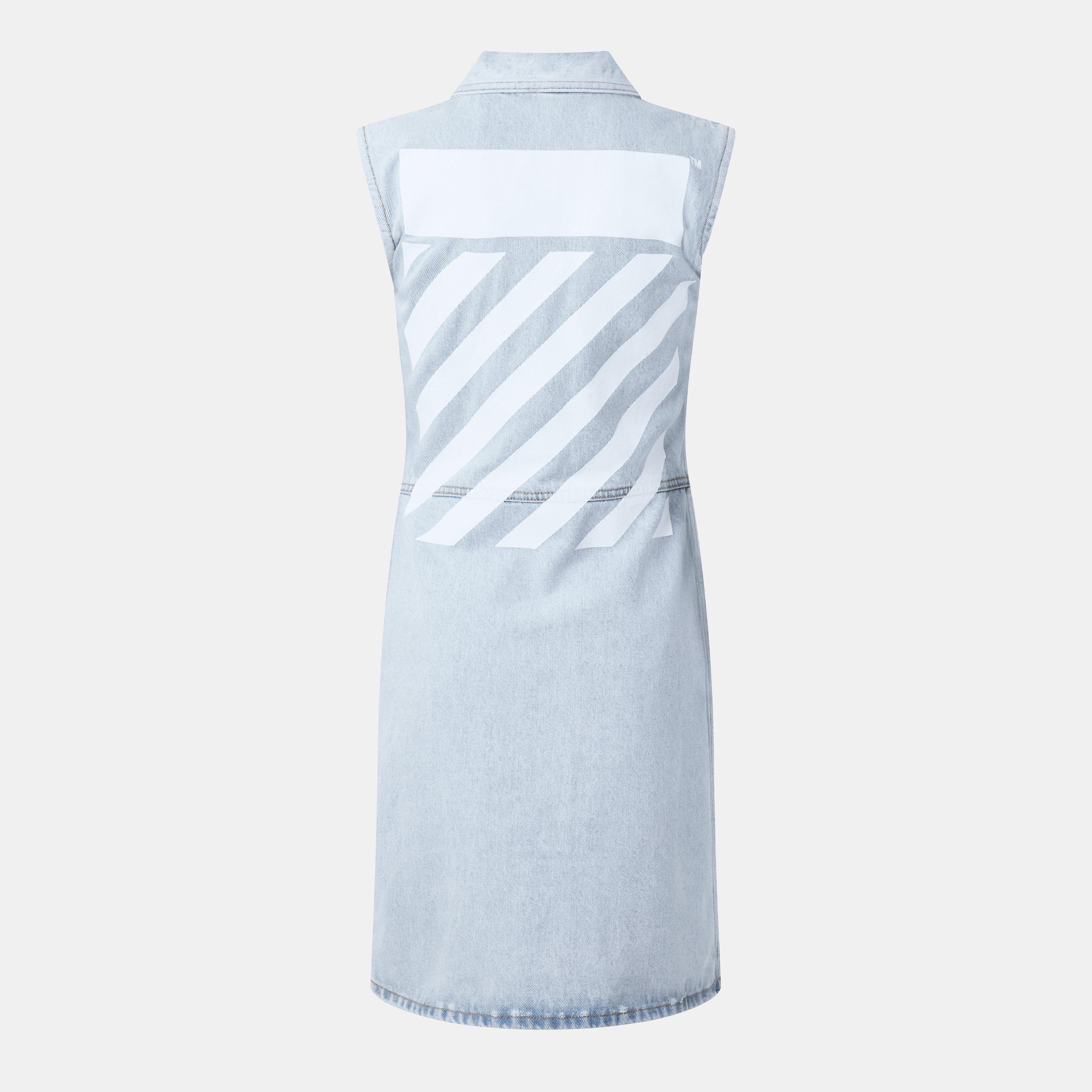Blue/White - Off White - Women's Knitted Dress - 2