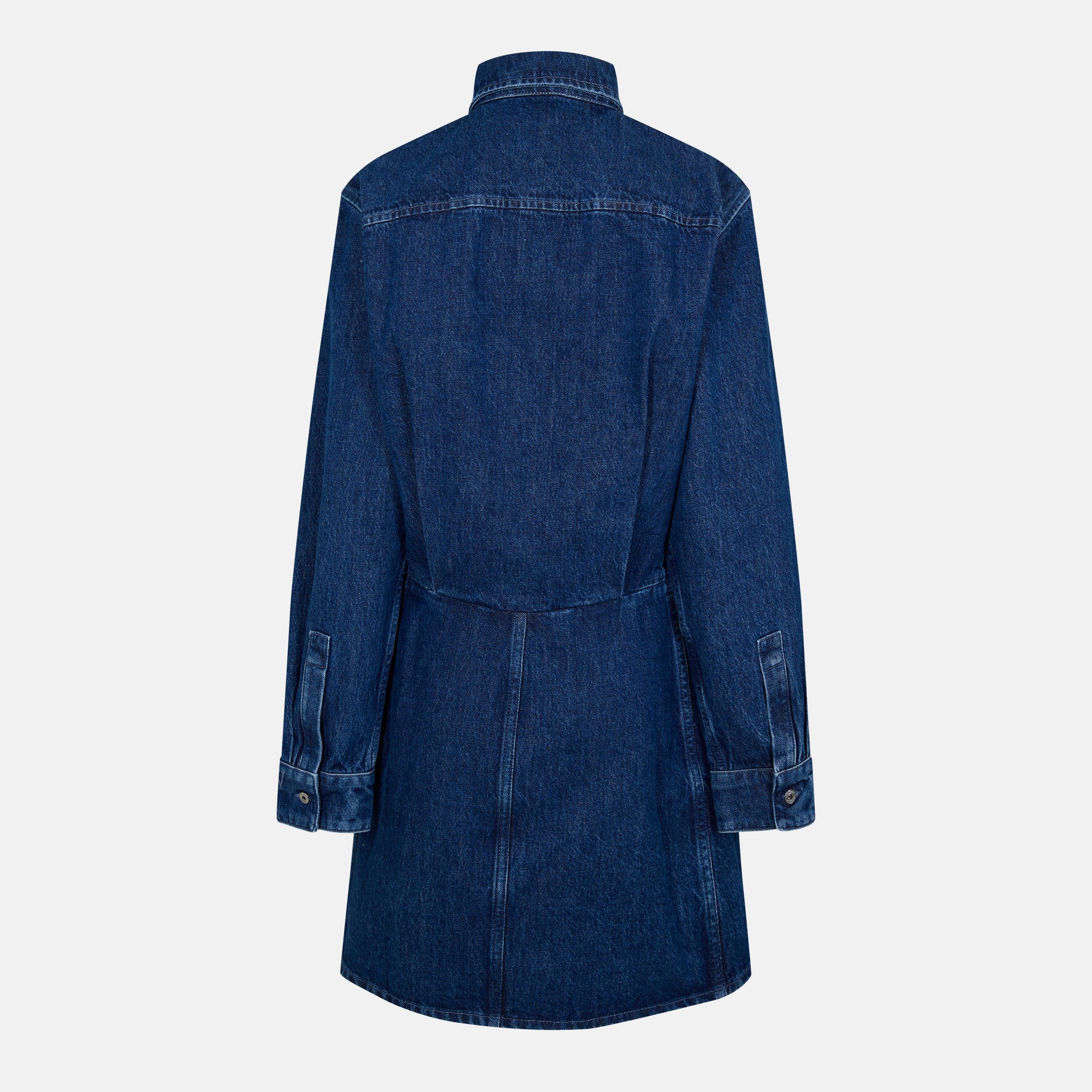 Blue - Off White - Women's Knitted Dress - 2