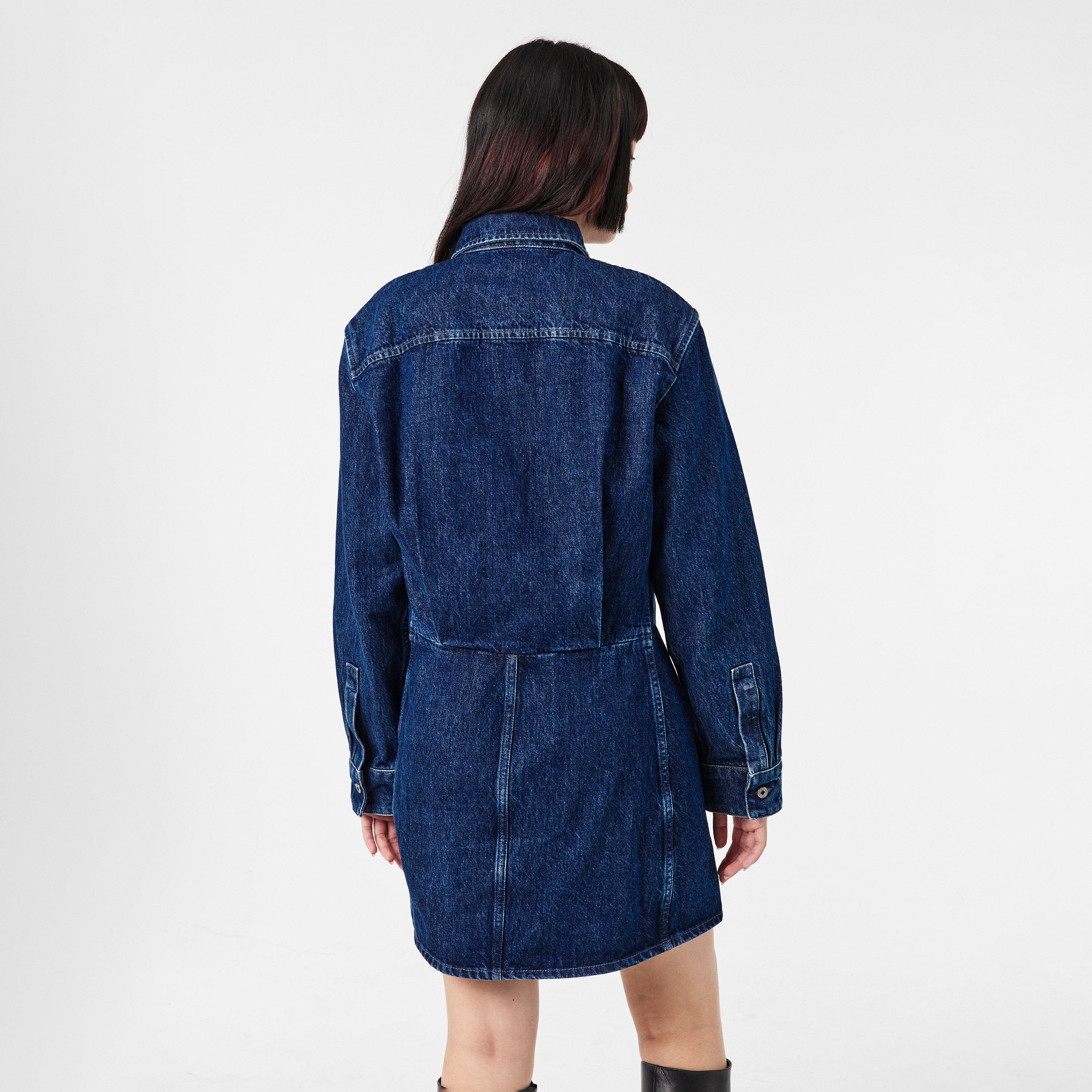 Blue - Off White - Women's Knitted Dress - 4