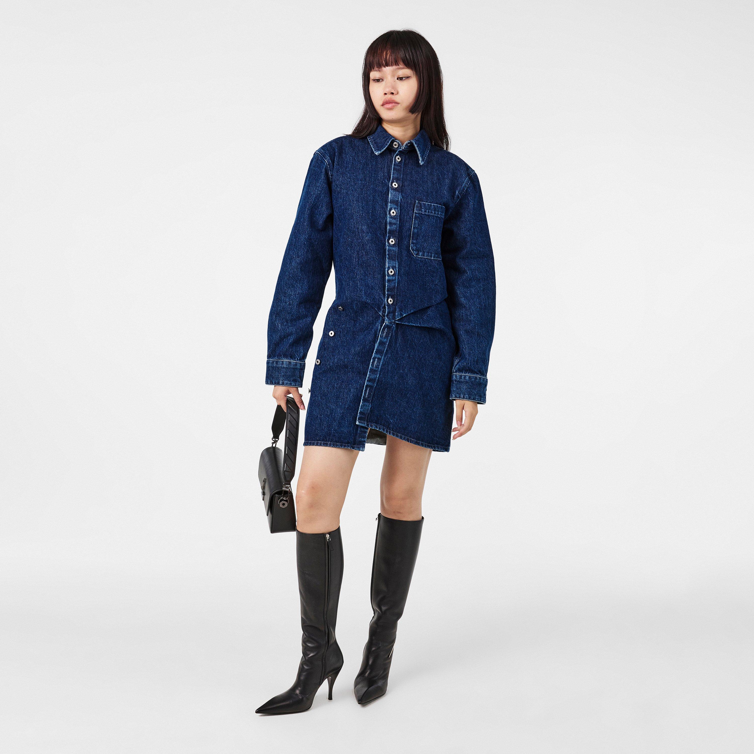 Blue - Off White - Women's Knitted Dress - 6